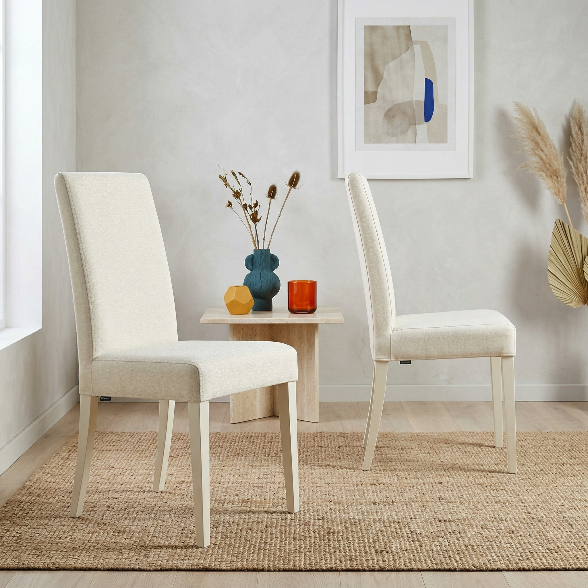 2x Teddy Sedia da pranzo ecopelle legno bianco