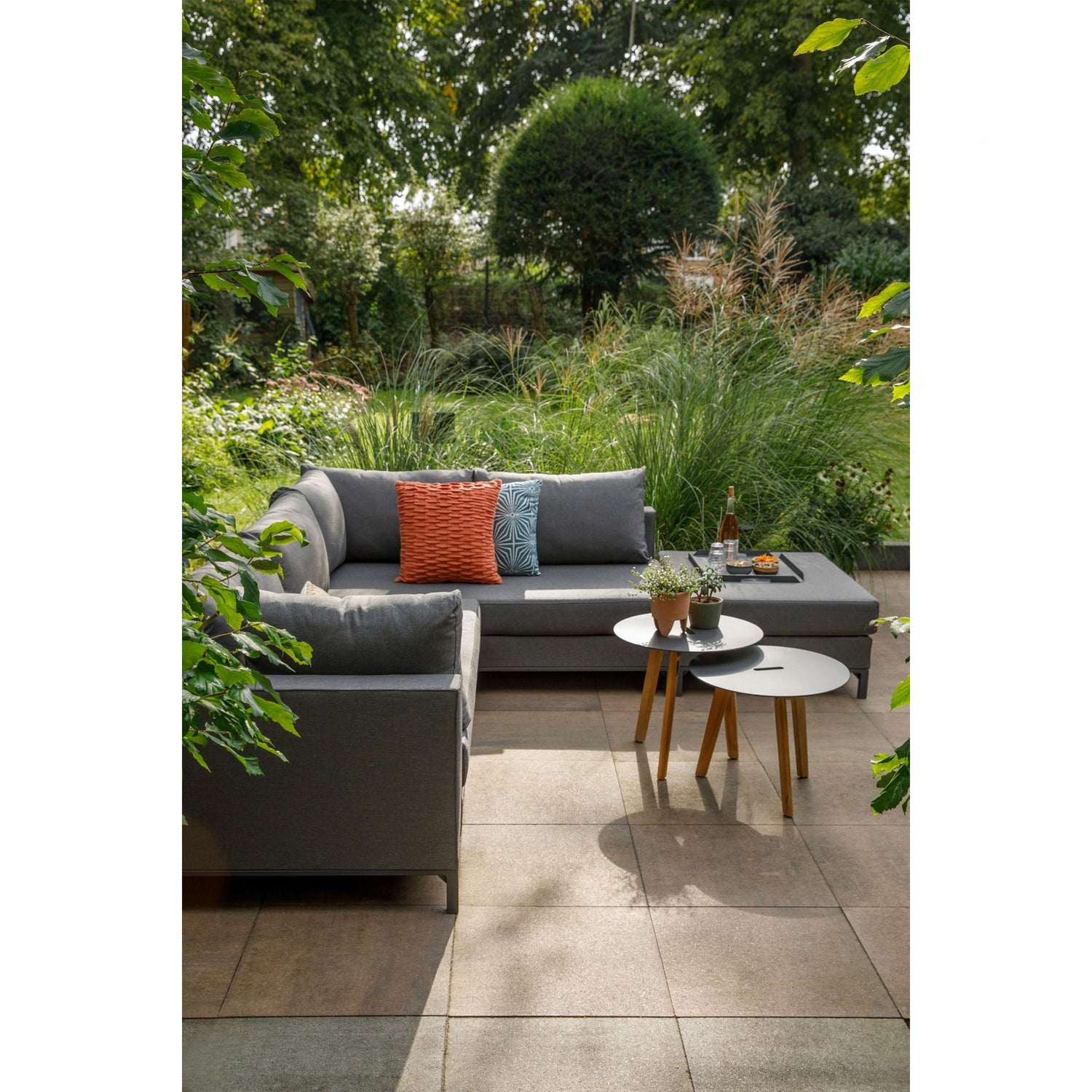 Sicilie Garten Lounge Set Rechts Dunkelgrau
