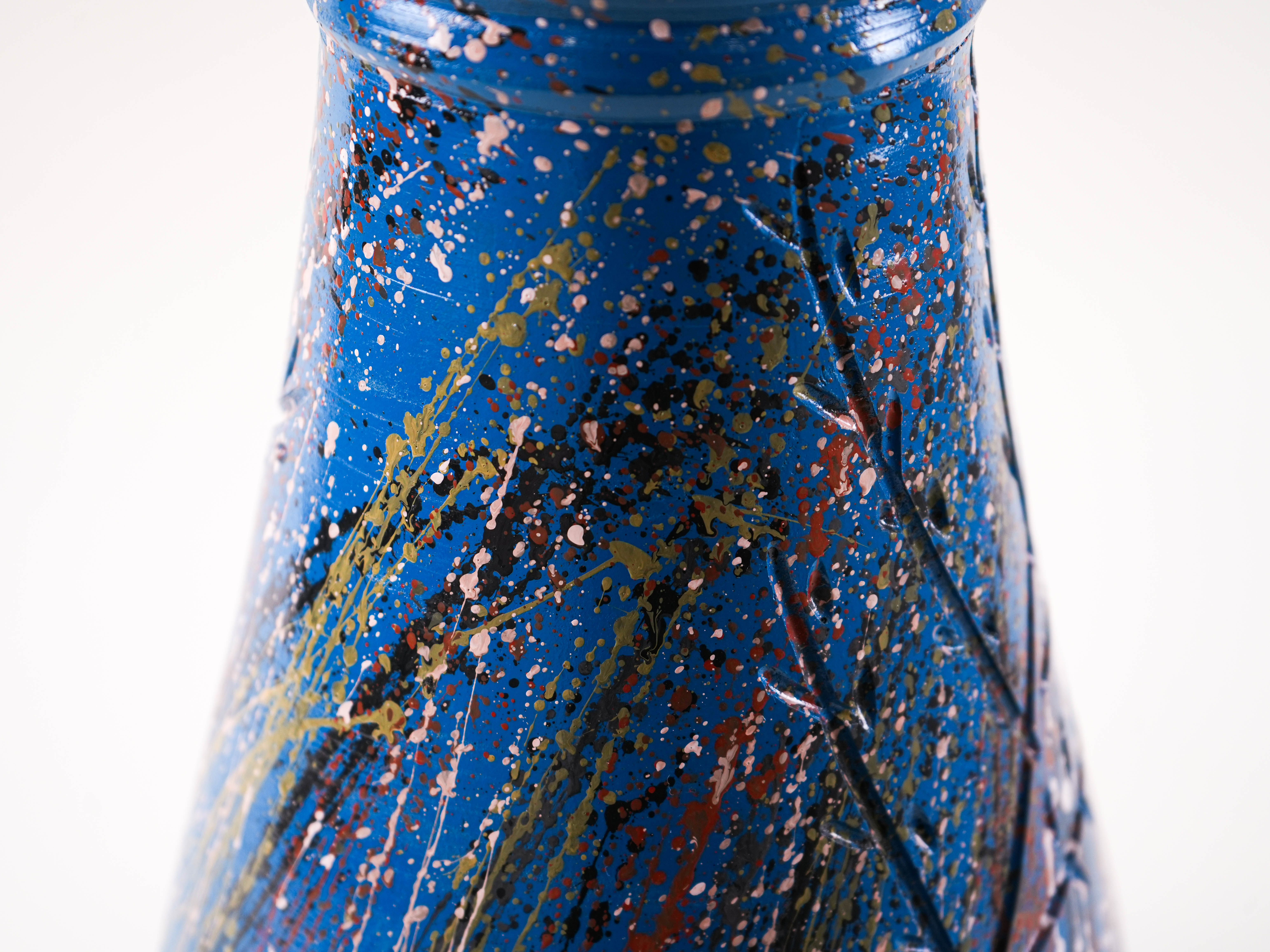 Keramikvase Blau 1970er Jahre
