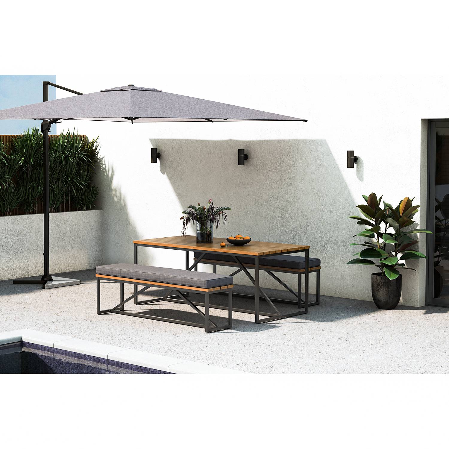 Gartenbank LeRoy Akazienholz Massiv Schwarz