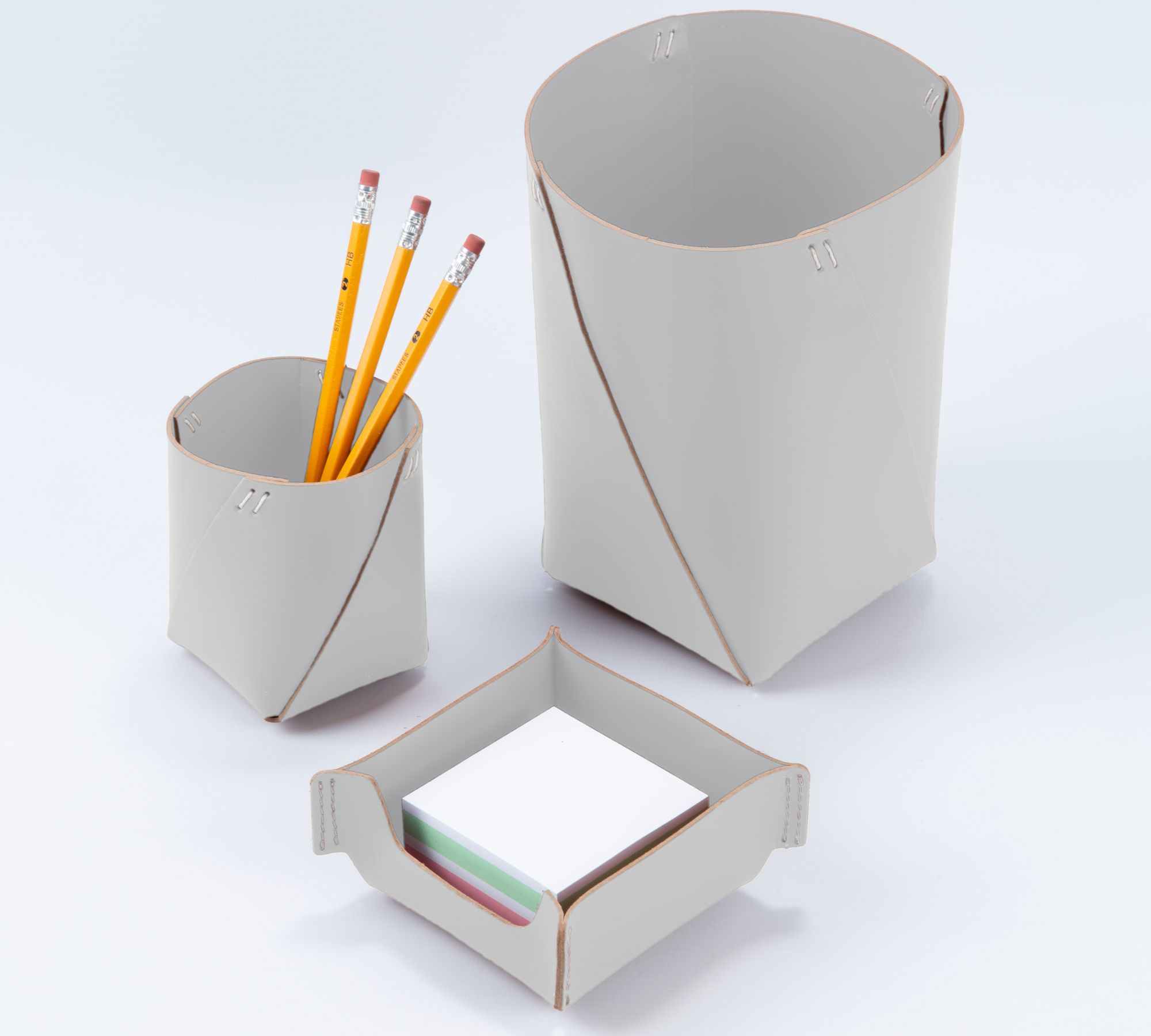 Stiftehalter 100% Recyceltes Leder Grau