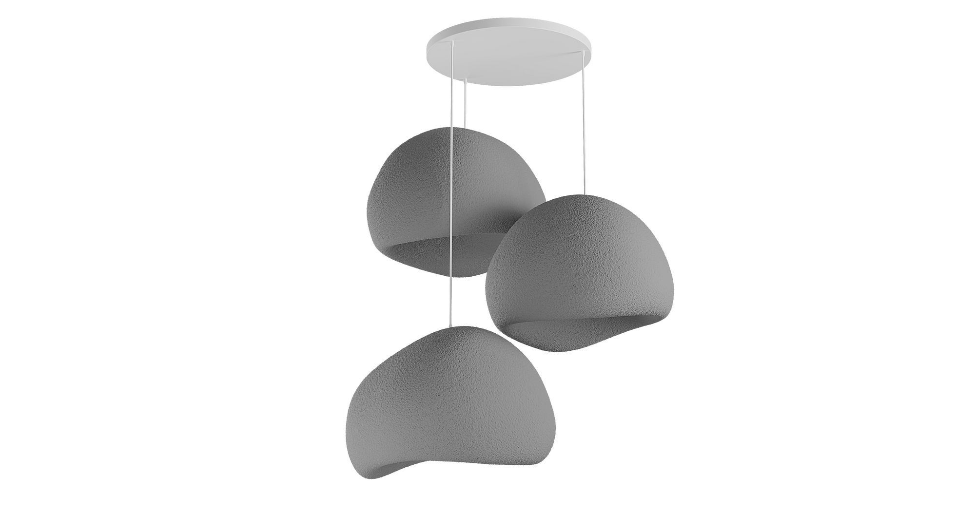 3-Flammig Wabi Sabi Claylights Pendelleuchte Beton Grau