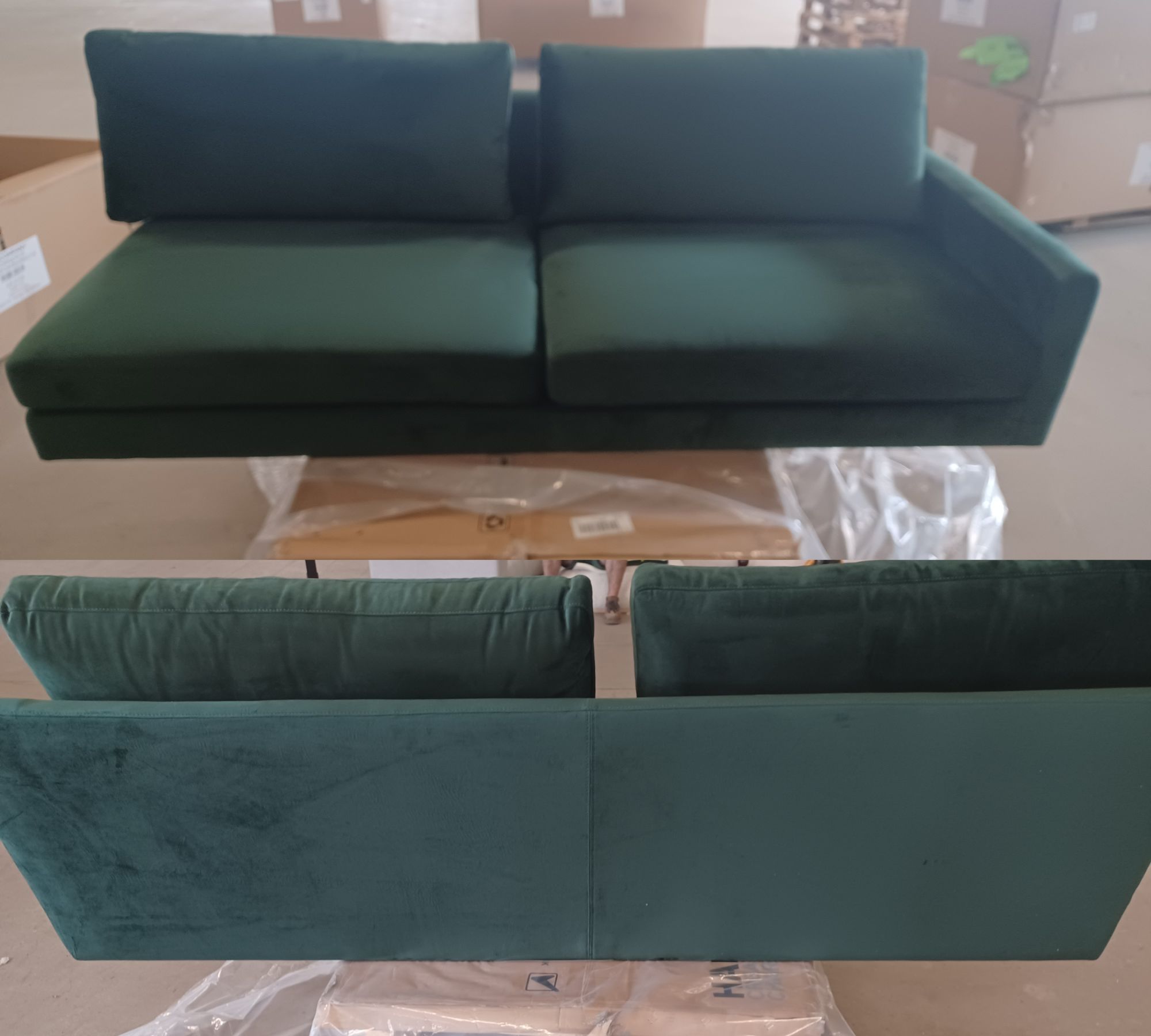 Astha 3-Sitzer Sofa Récamiere Links Velours Lux Dark Green