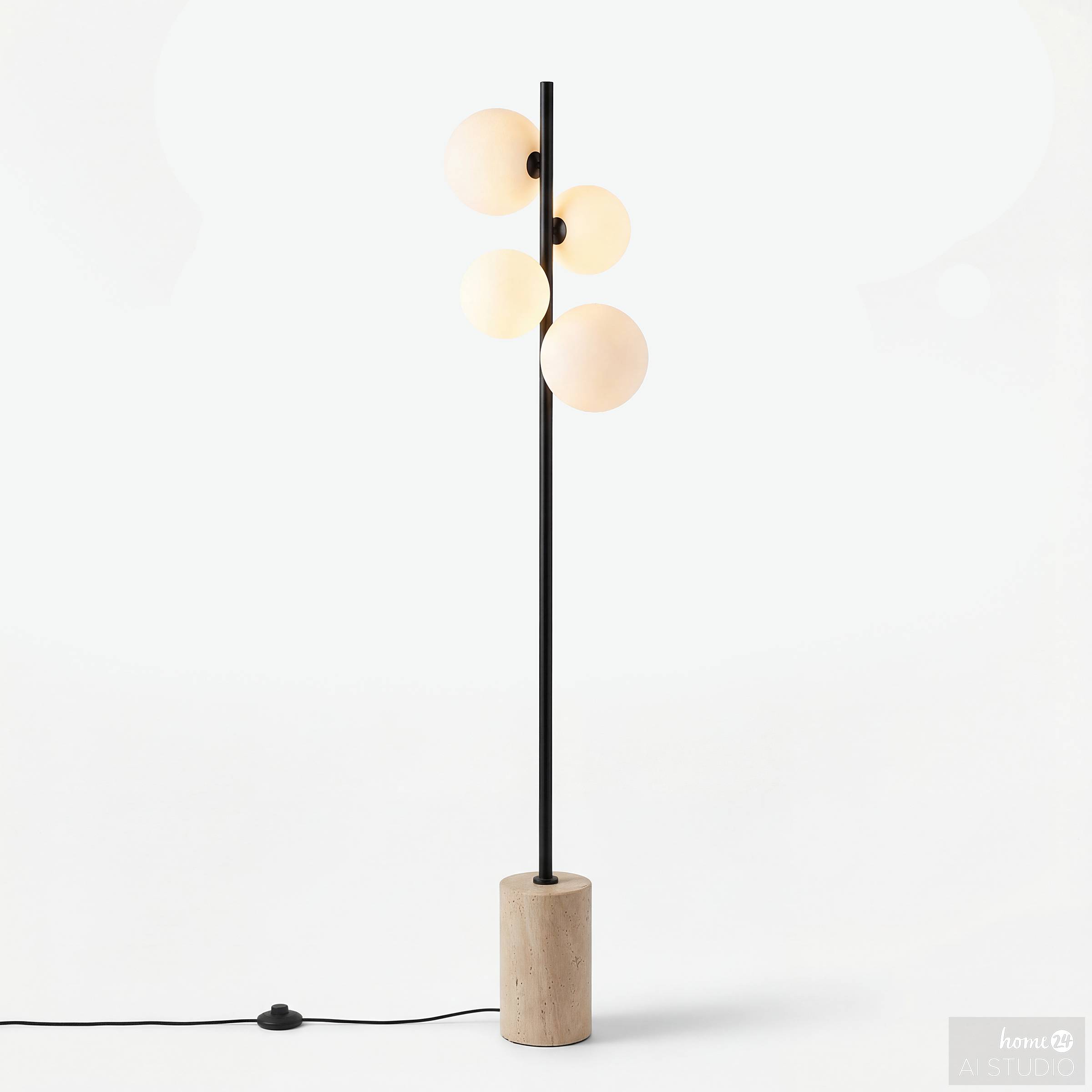 Kavio Floor Lamp Opal Glass Marble 4-light