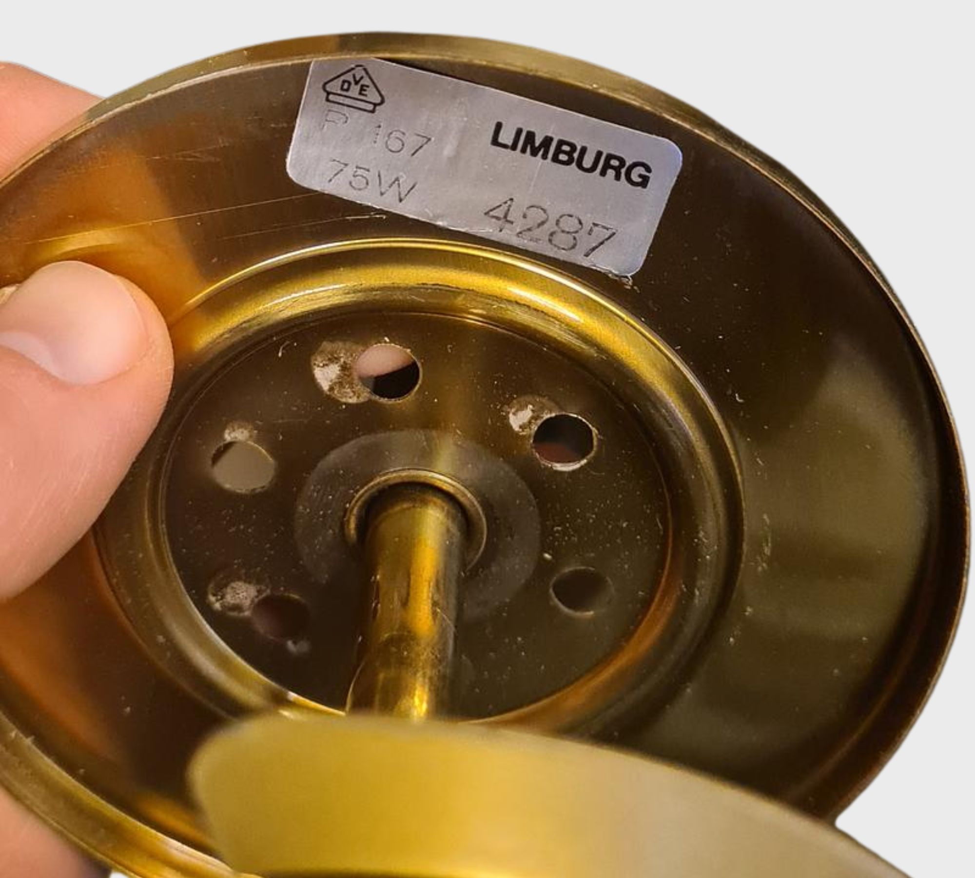 Vintage P167 4287 Pendelleuchte Messing Glas Gold