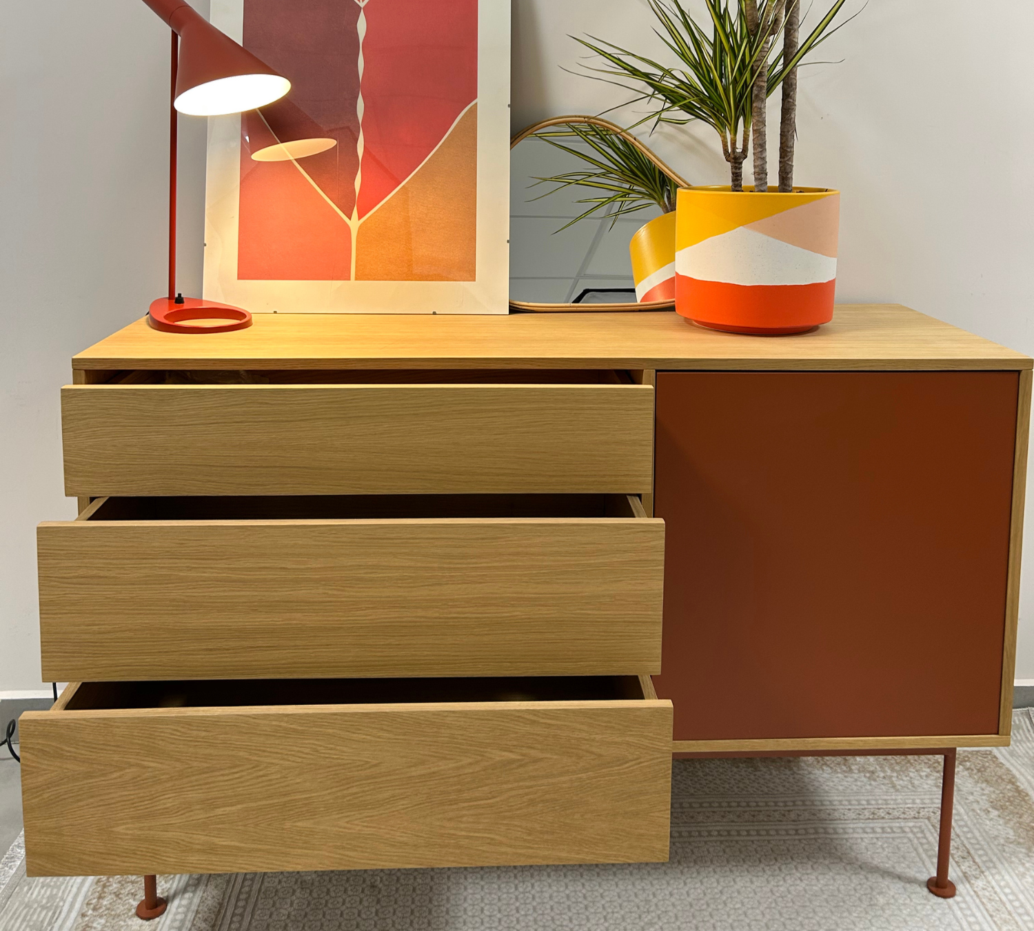 Aparador Yoko Kommode Holz Rot