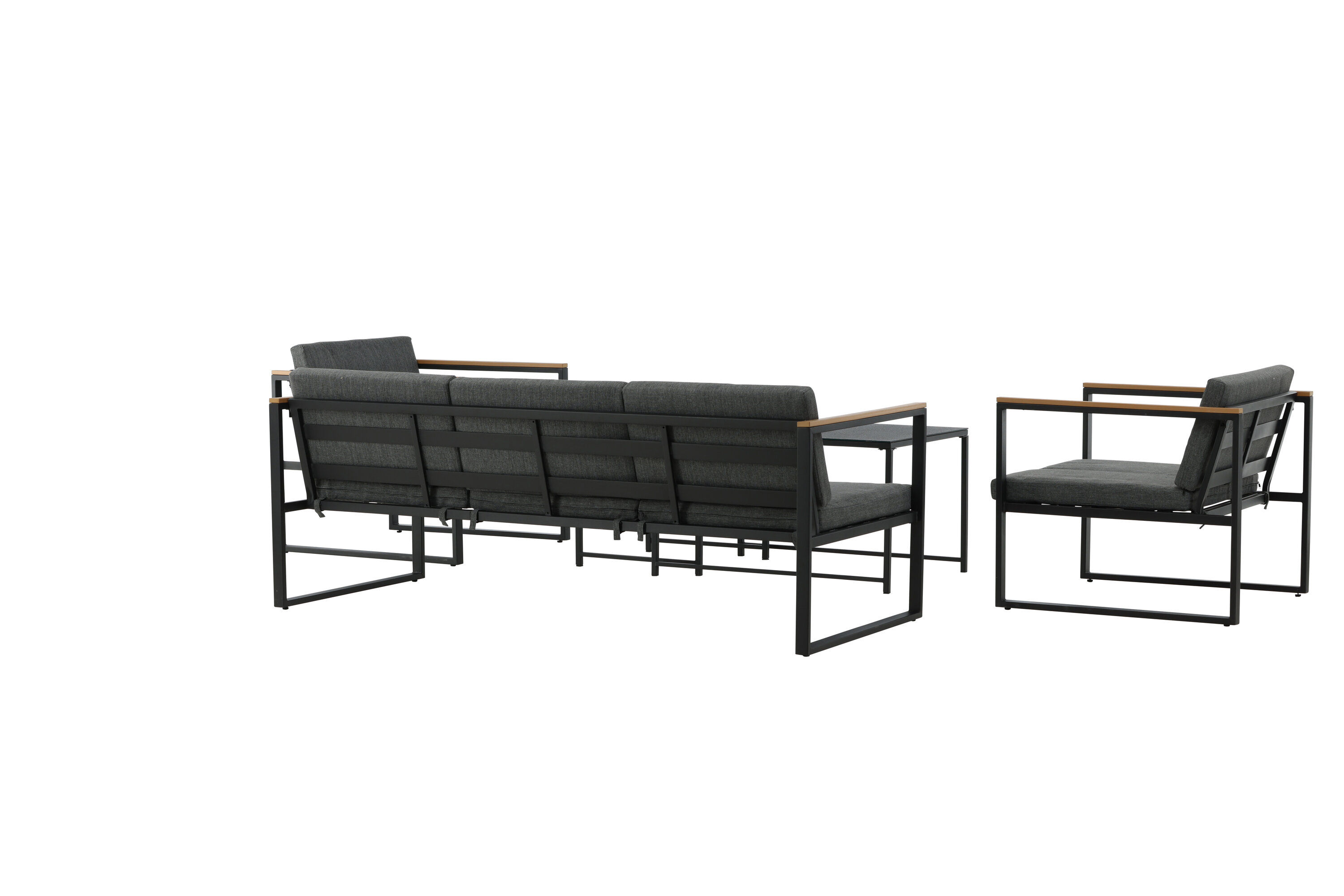Dakar Sofa Set Steel Textile Grey Black