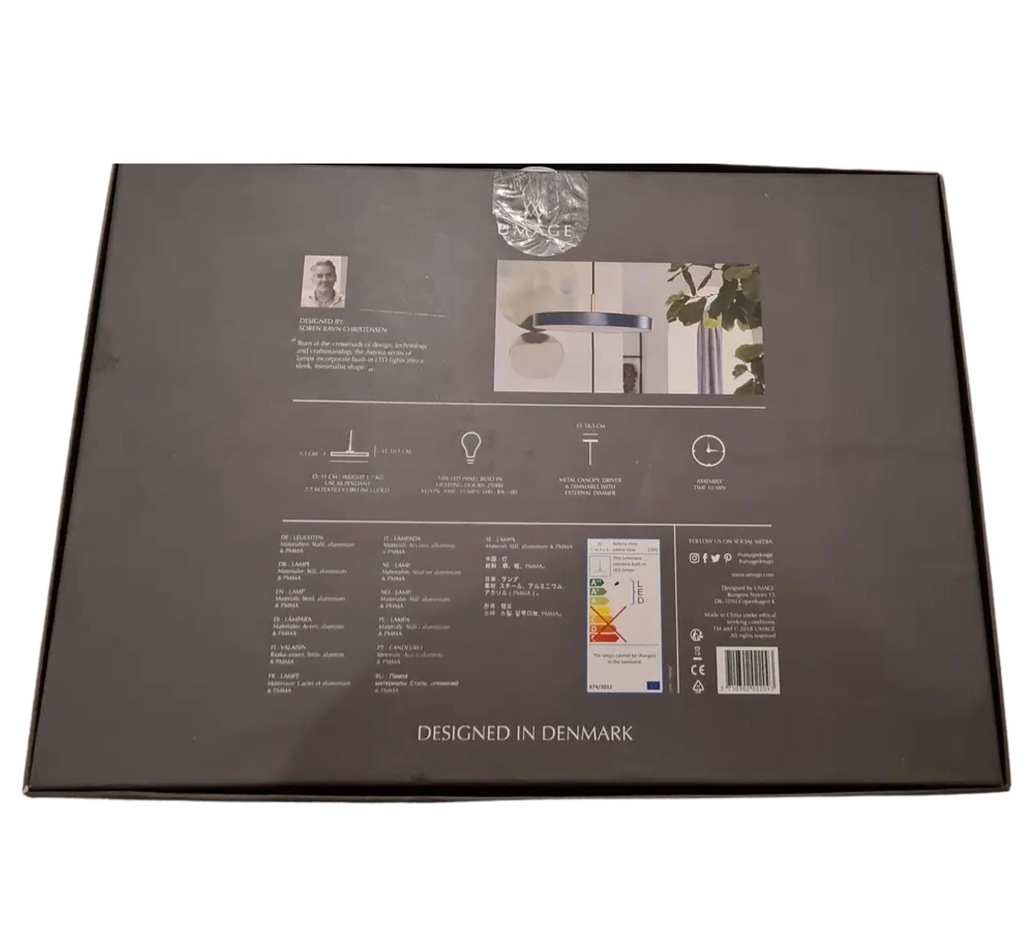 Asteria Pendelleuchte Mini Messing Petrolblau