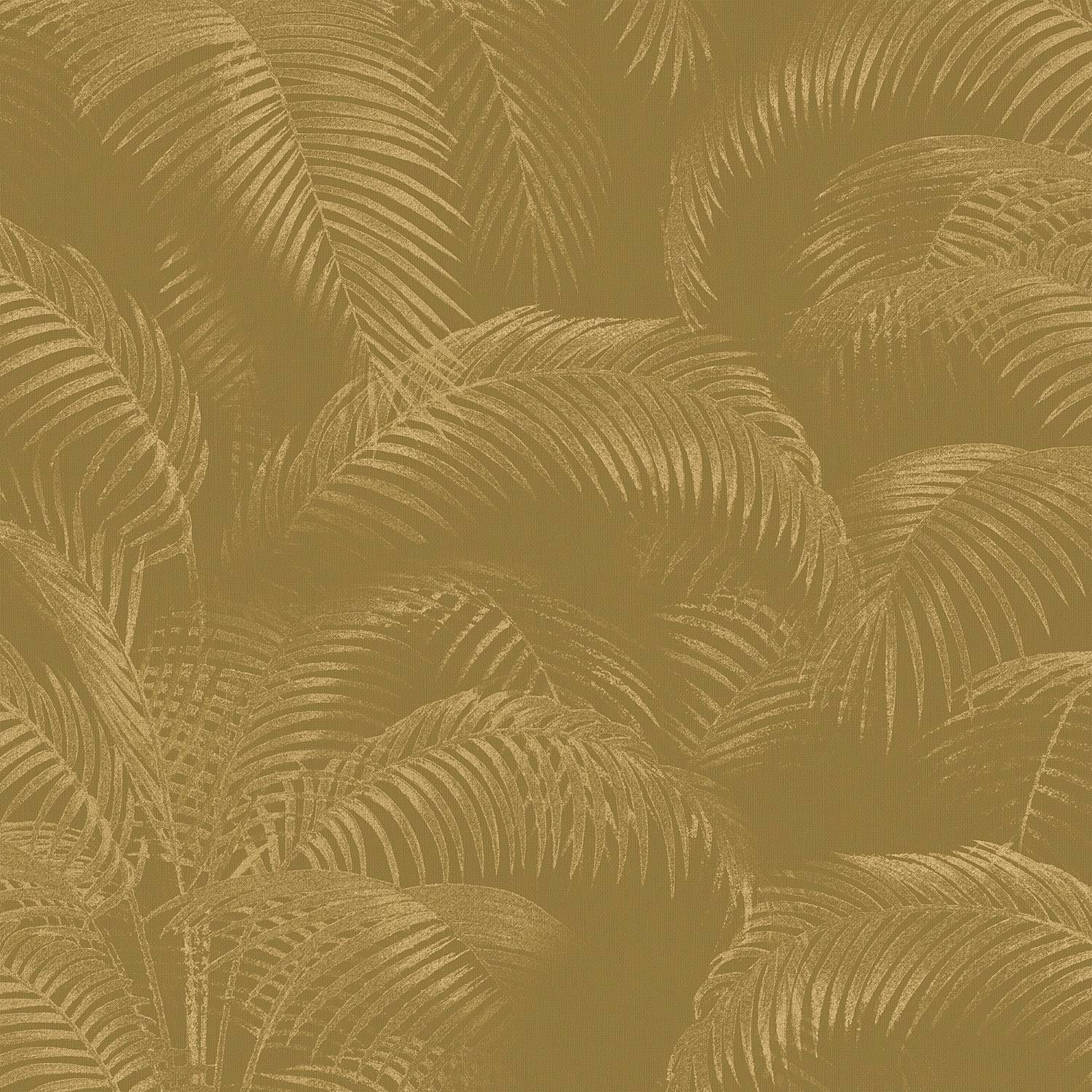 Vliestapete Palmen 10 m x 52 cm Gelb