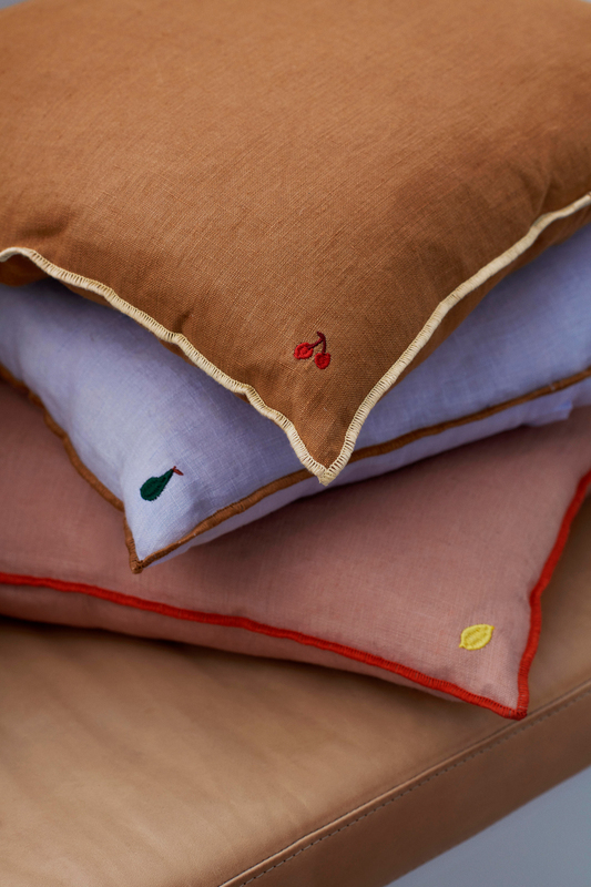 Contrast Linen Kissen Leinen Federfüllung Rosa