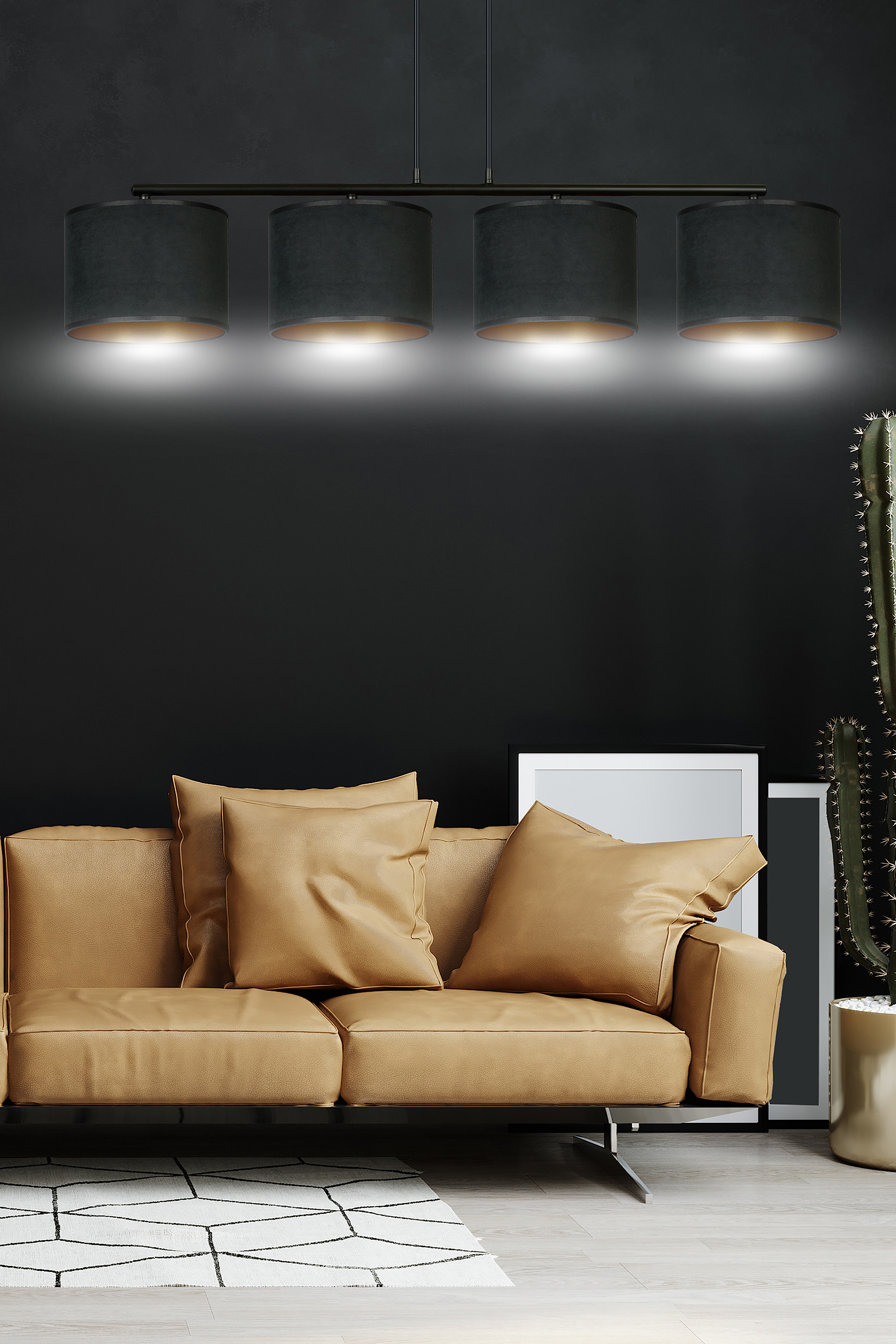 Hilde Type B Pendant Light Steel Cotton Fabric Black