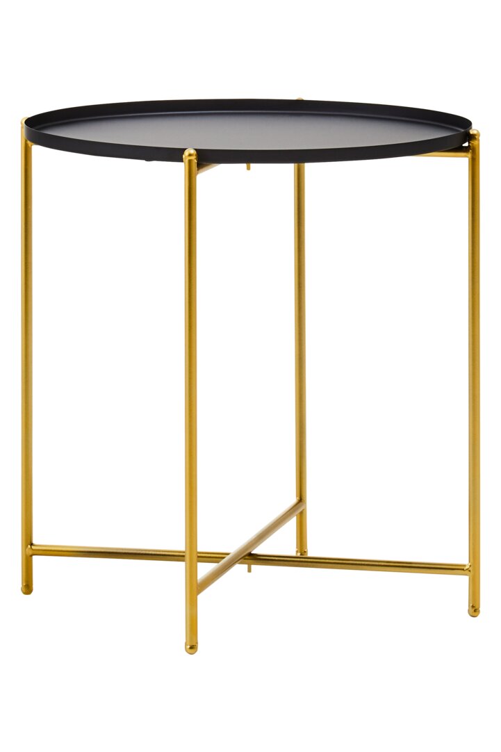 2x Avento Set aus zwei schwarz-goldenen Beistelltischen
