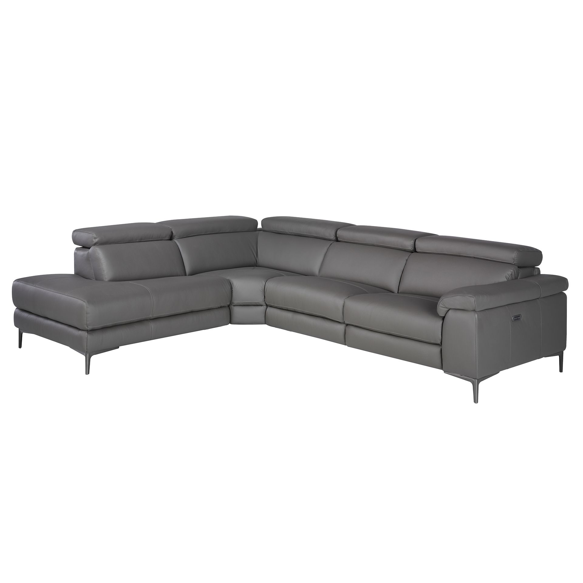 Sofa Récamiere Links 6112 mit Relaxsystem Leder Grau