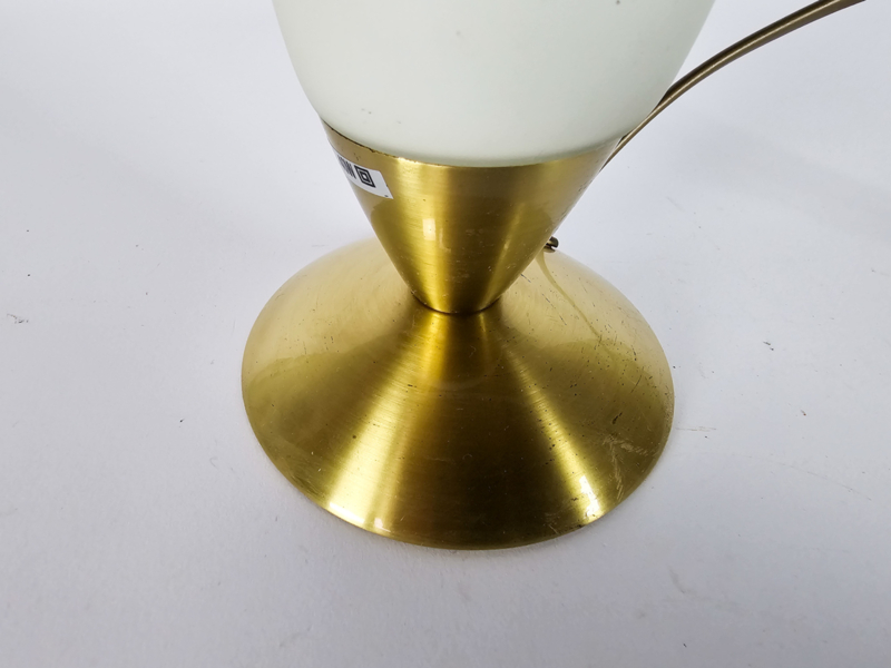 Vintage Tischleuchte Milchglas Messing Gold 1980er Jahre