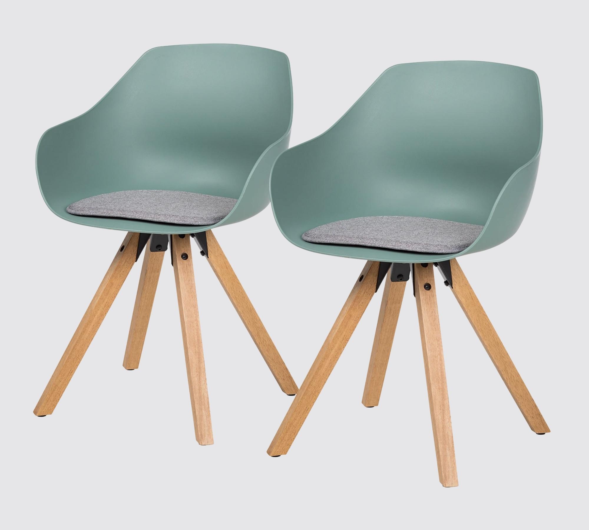 " -> "Mint grey".

    Final check on "Armrest shell chair":
    Armrest (Armlehnen)
    Shell chair (Schalenstuhl)
    With (mit)
    Seat cushion (Sitzkissen)
    Mint grey (Mintgrau)

    This is perfect.

    One last check: "Return only the translated text with no preamble
