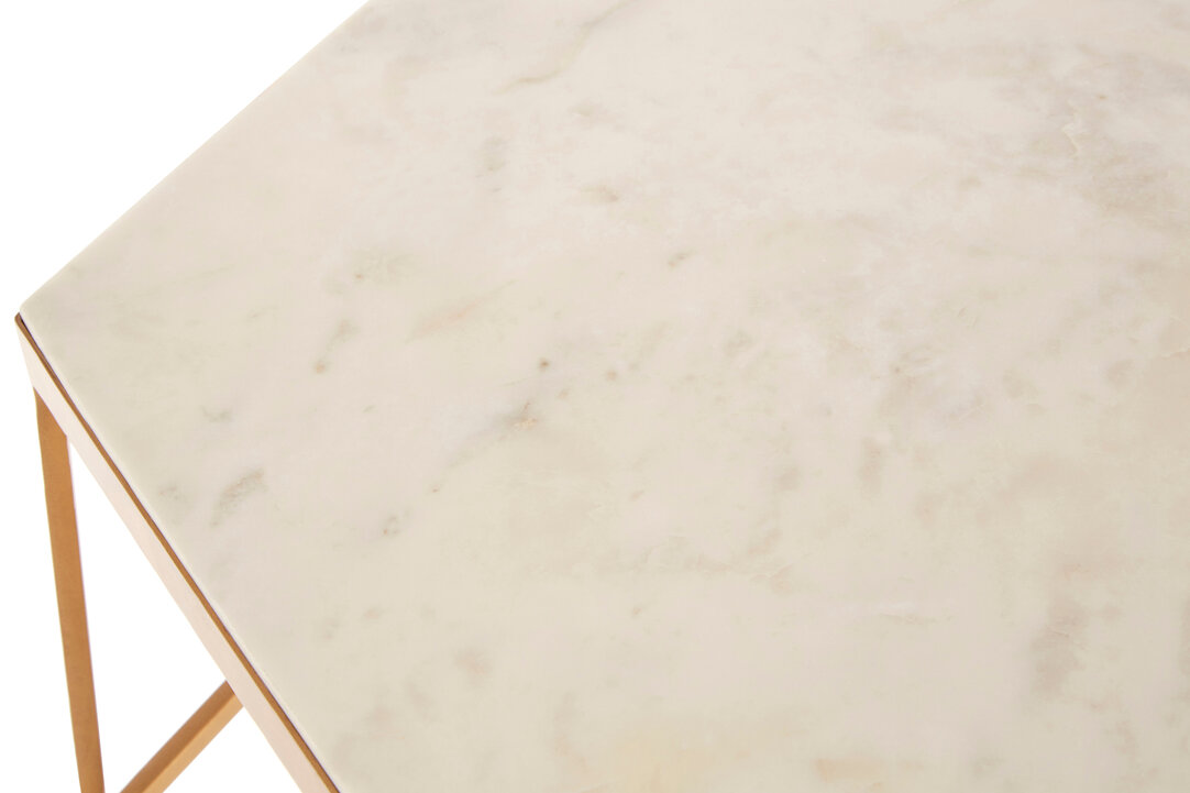 Shalimar Achteckiger Marmor und Gold Beistelltisch
