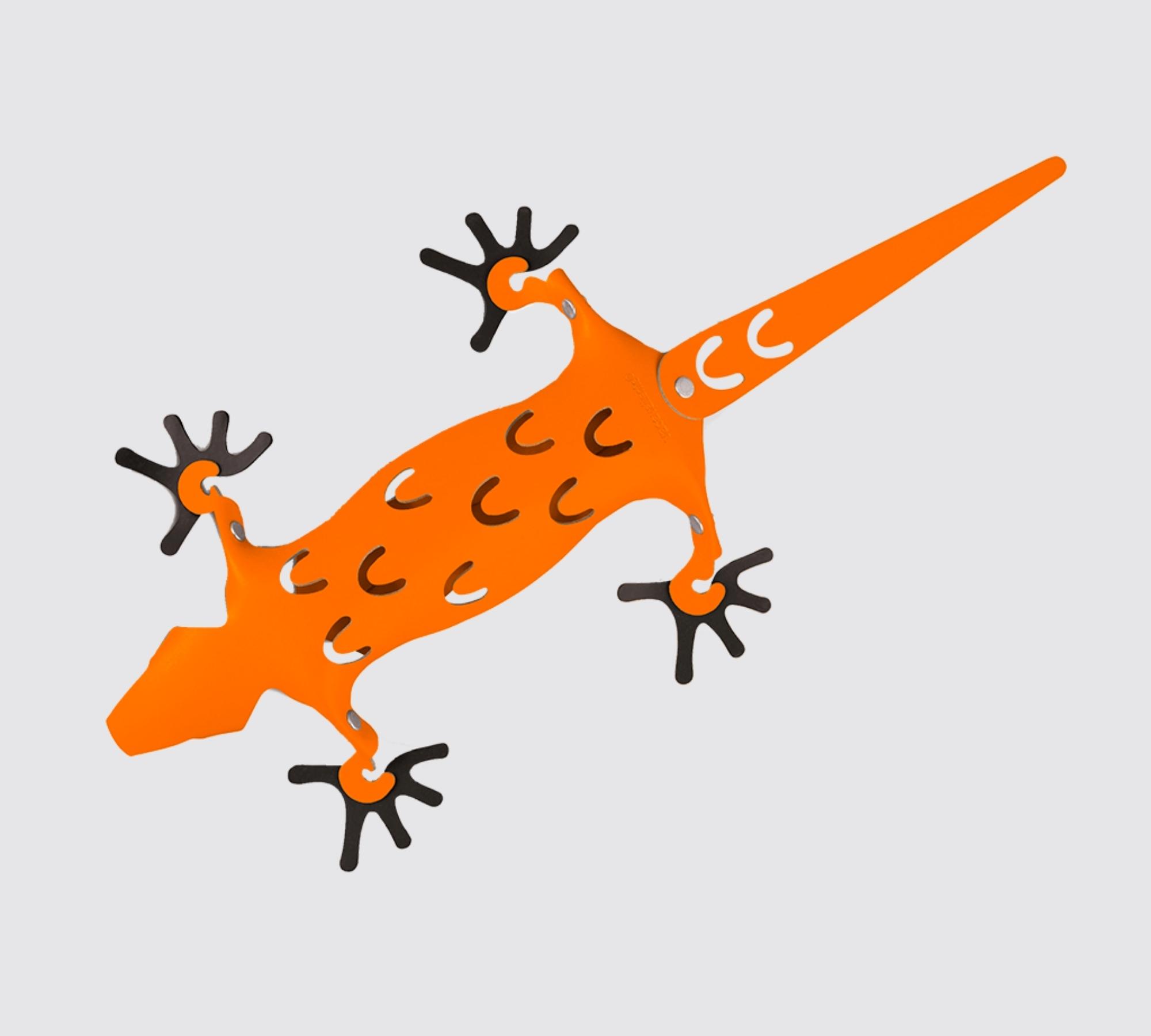 Eidechse mit Magnetfüßen aus 100% Recyceltem Leder Orange