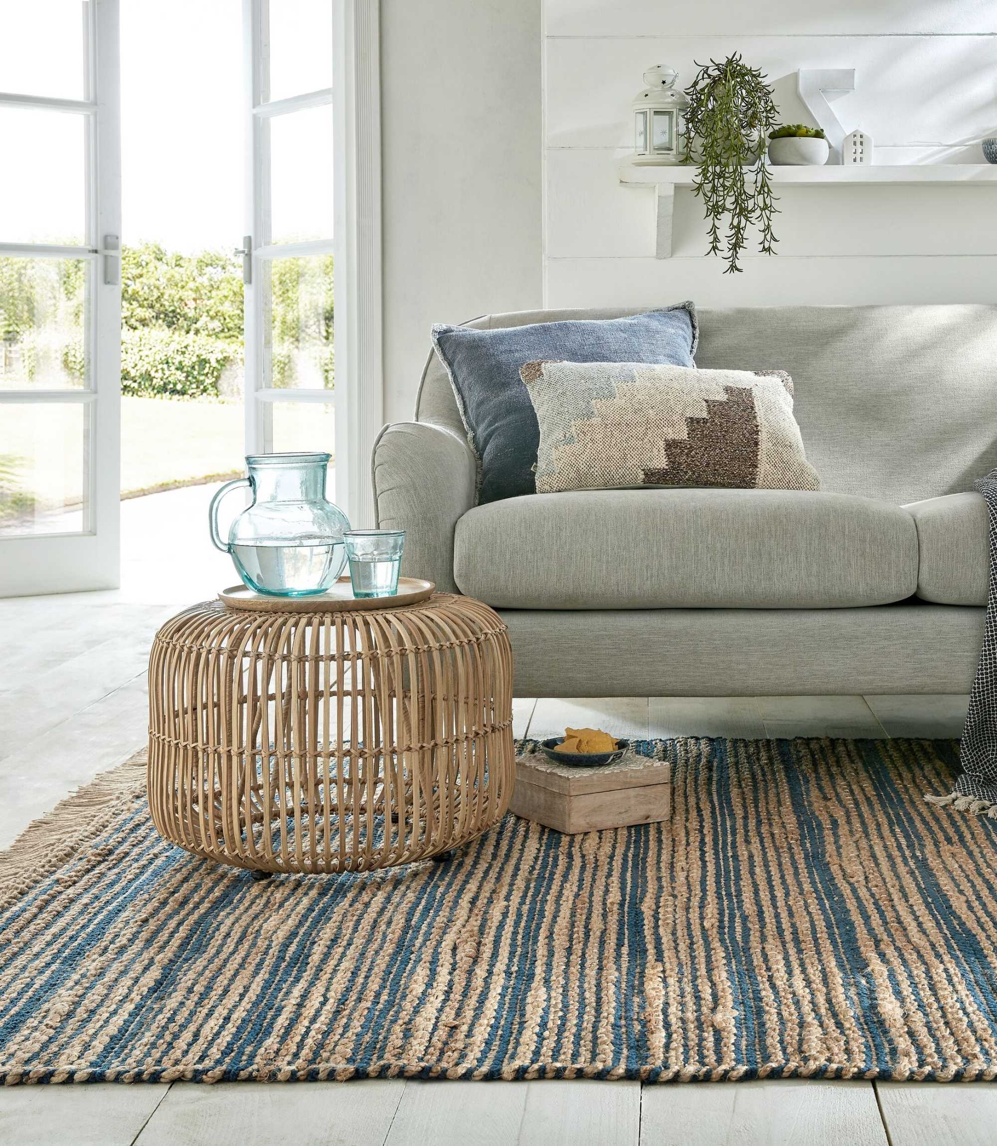 Jute-Chenille-Teppich Equinox Handgewebt Navy 160x230