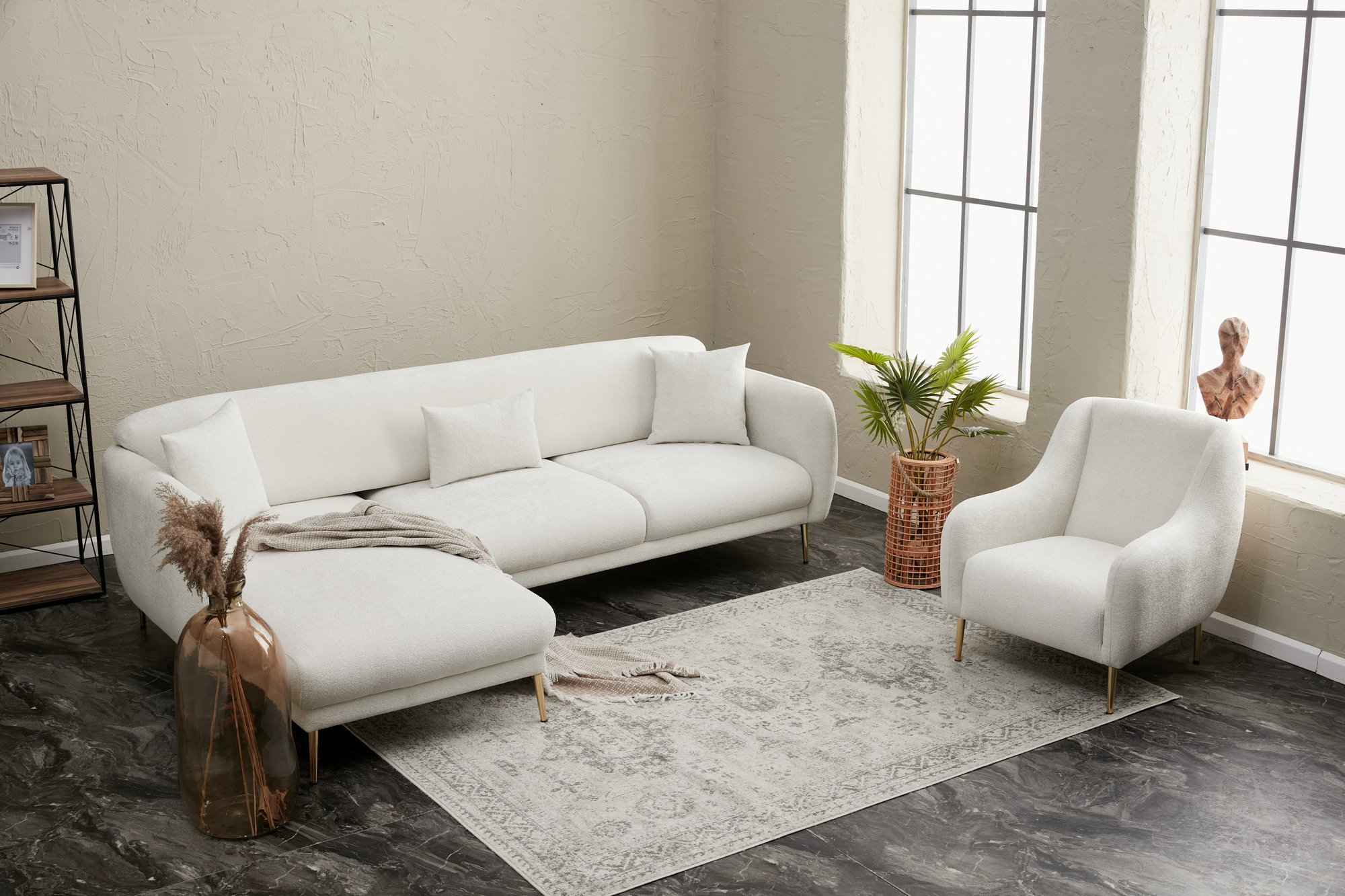 Simena Sofa Récamiere Links Creme