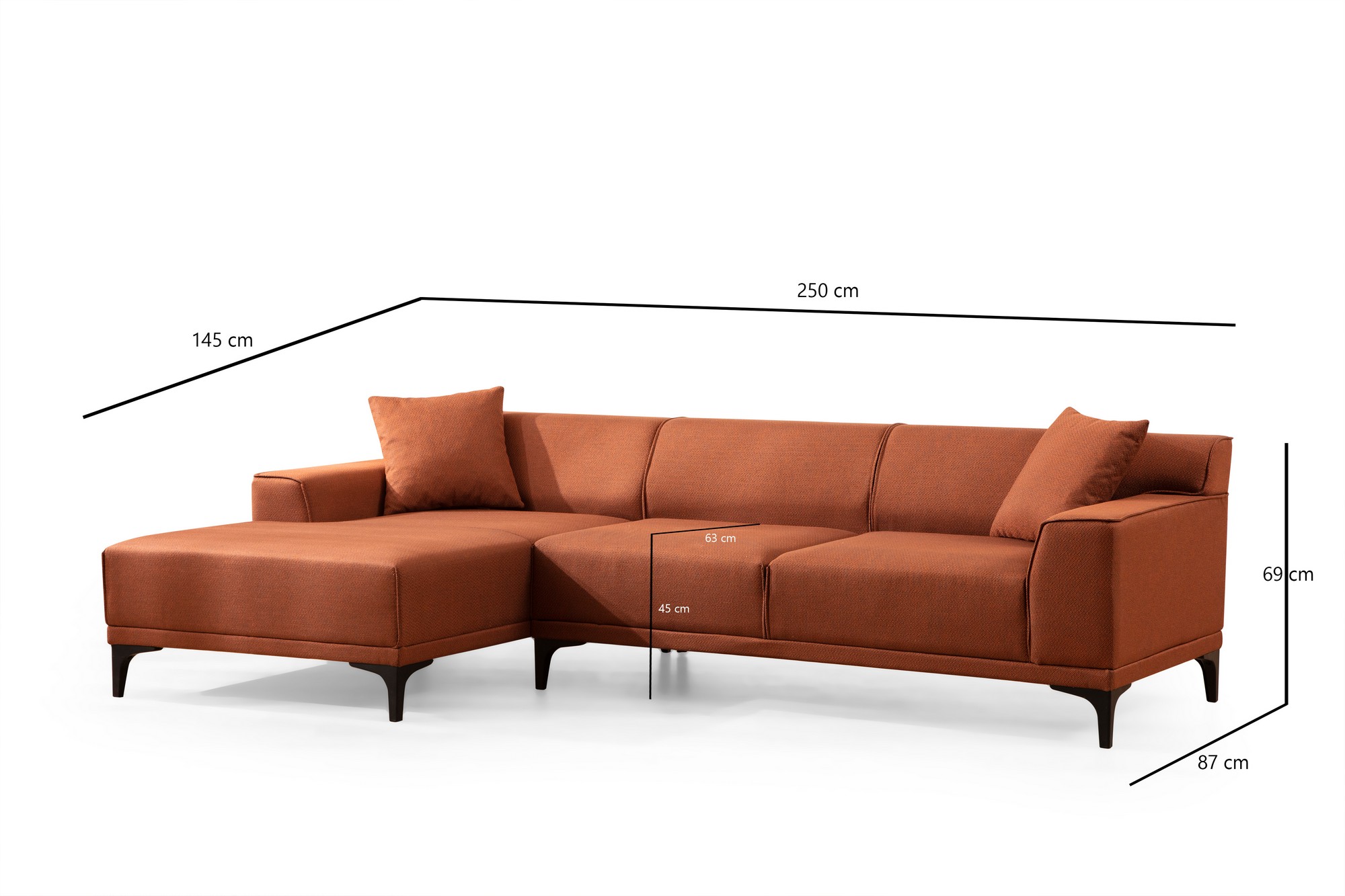 Petra L Corner sofa Orange