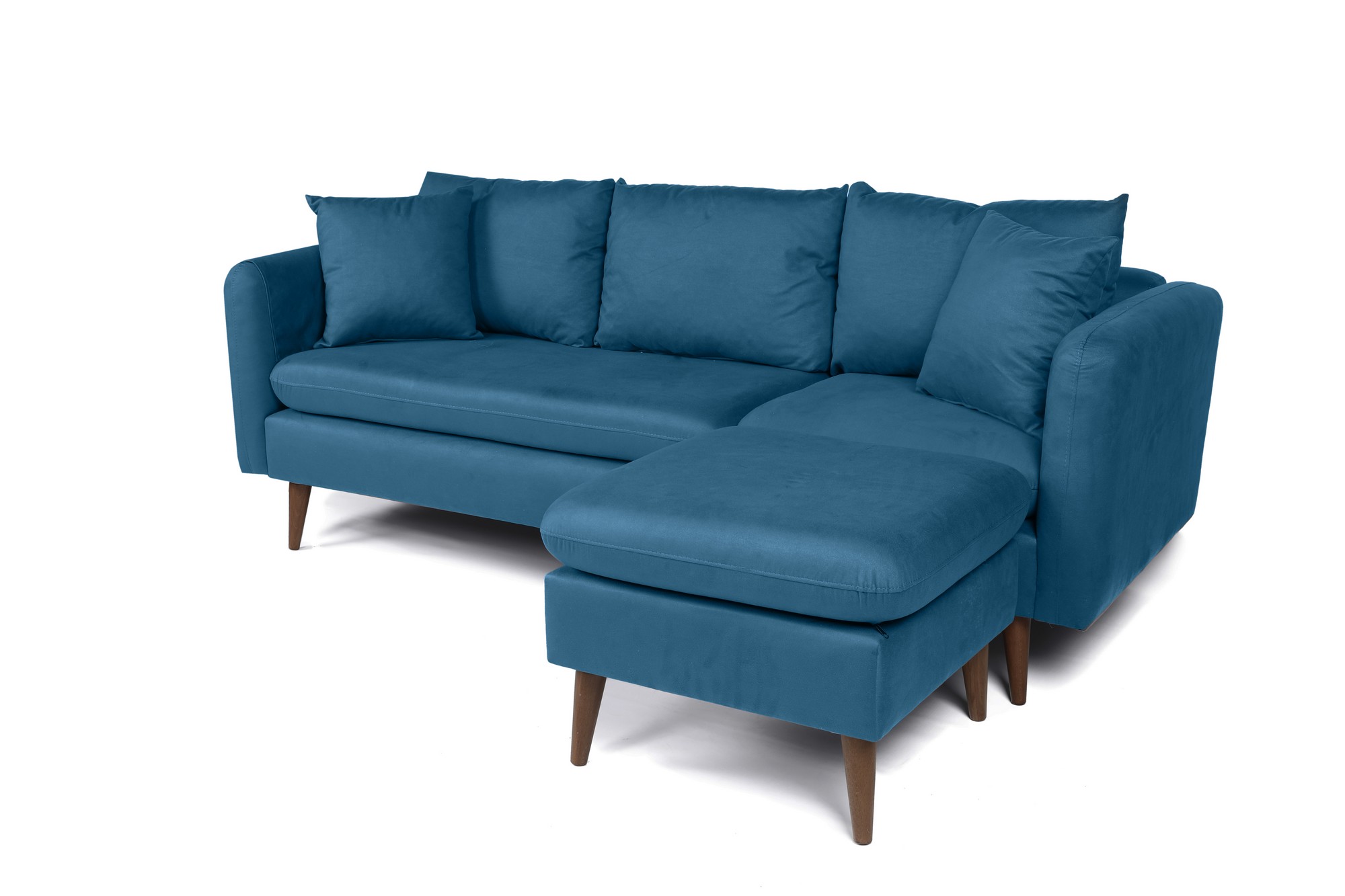 Sofia Corner Ecksofa Rechts Holz Dunkelblau