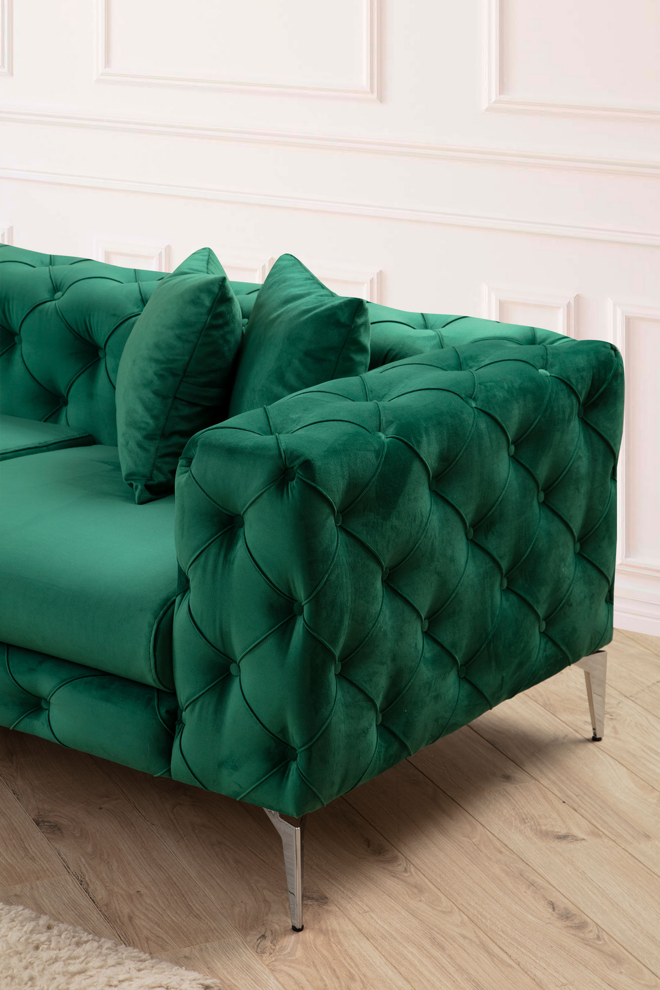 As corner sofa right green