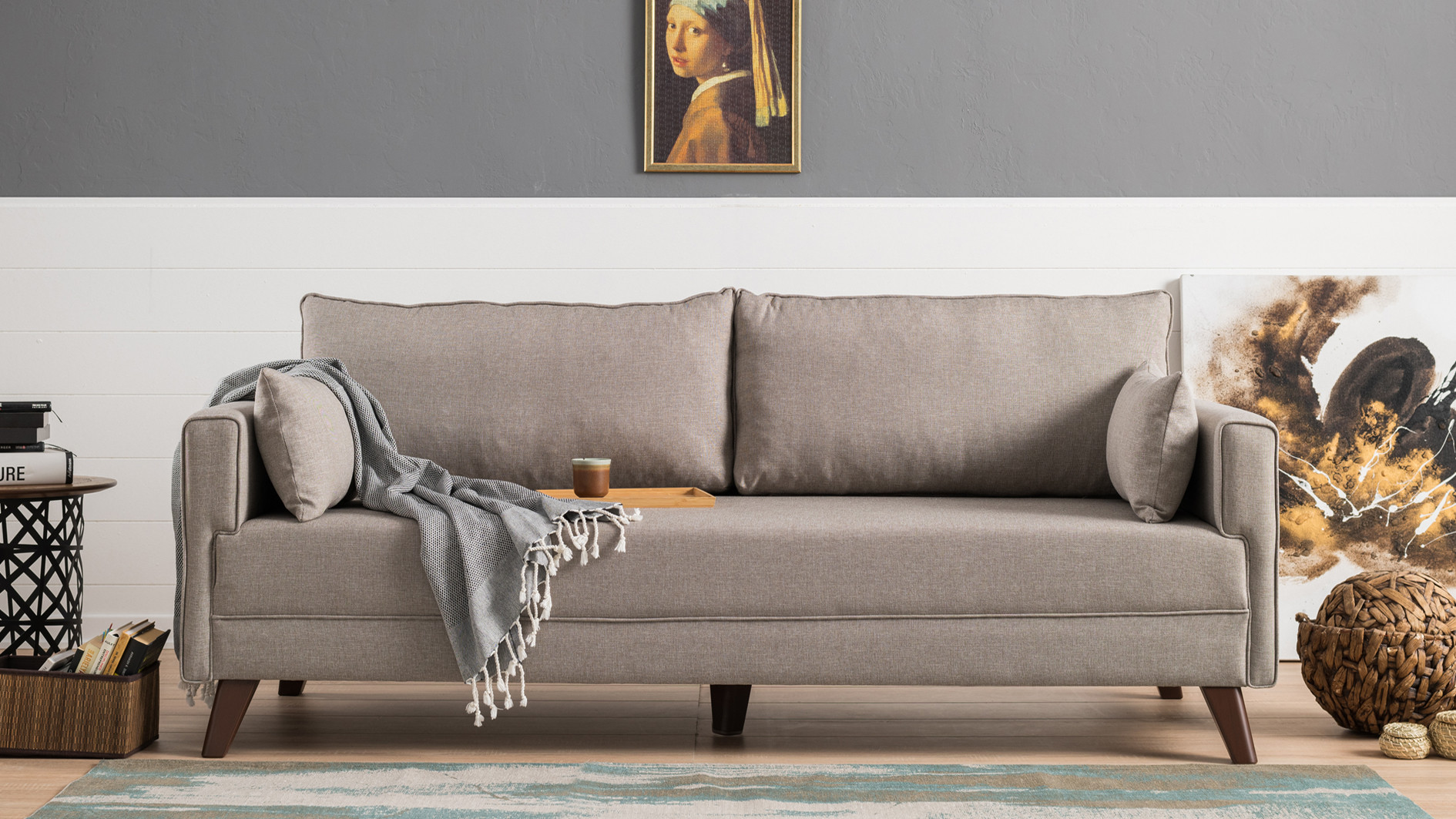 Bella Schlafsofa 3-Sitzer Creme