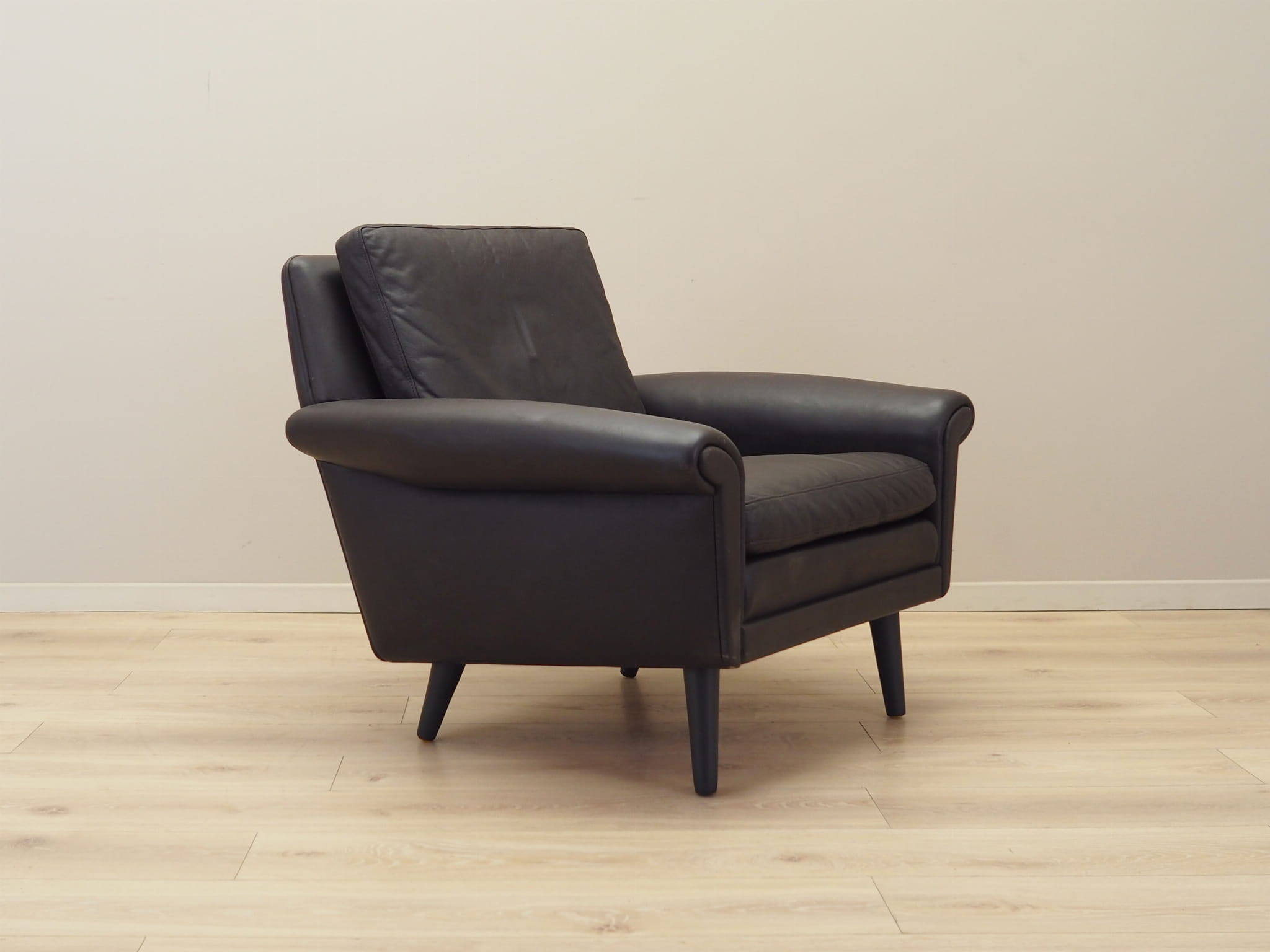 Armlehnsessel Leder Braun 1960er Jahre