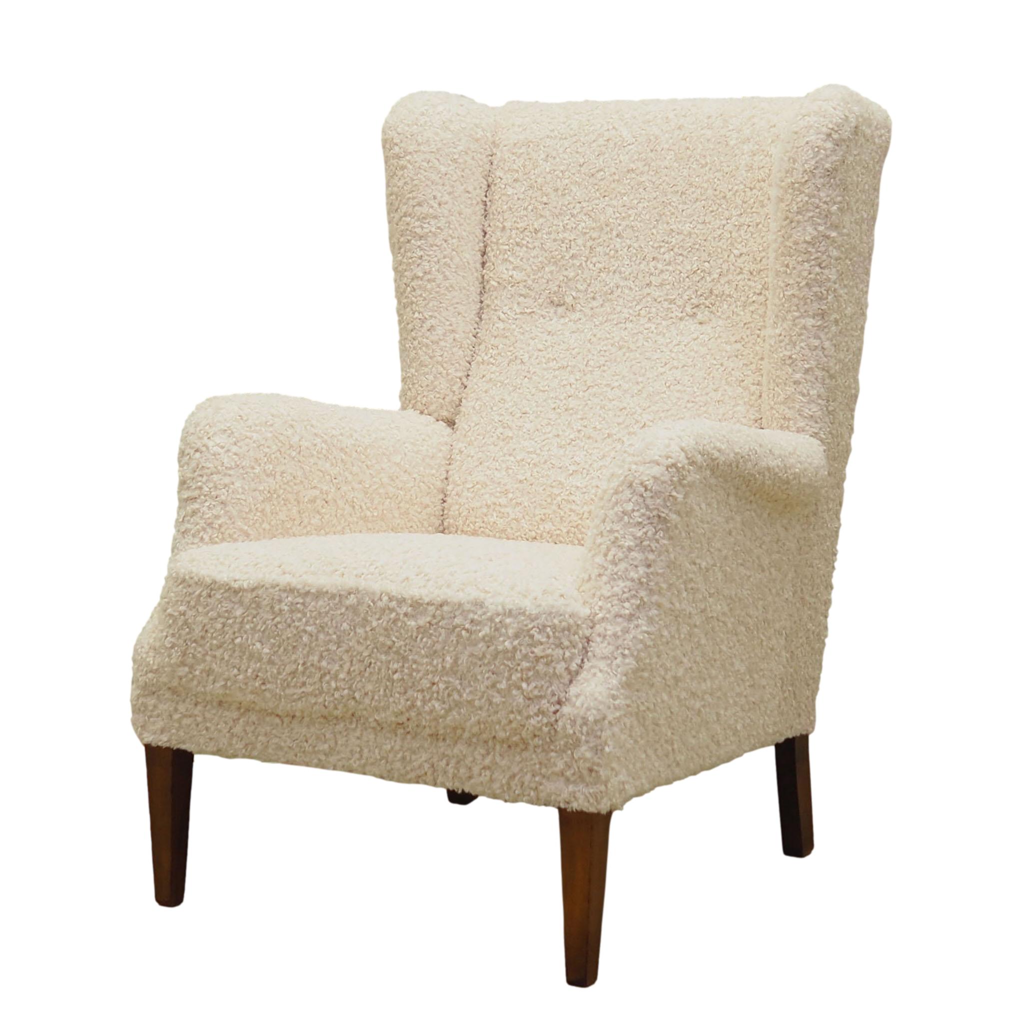 Armchair Textile Wood Cream 1960s
