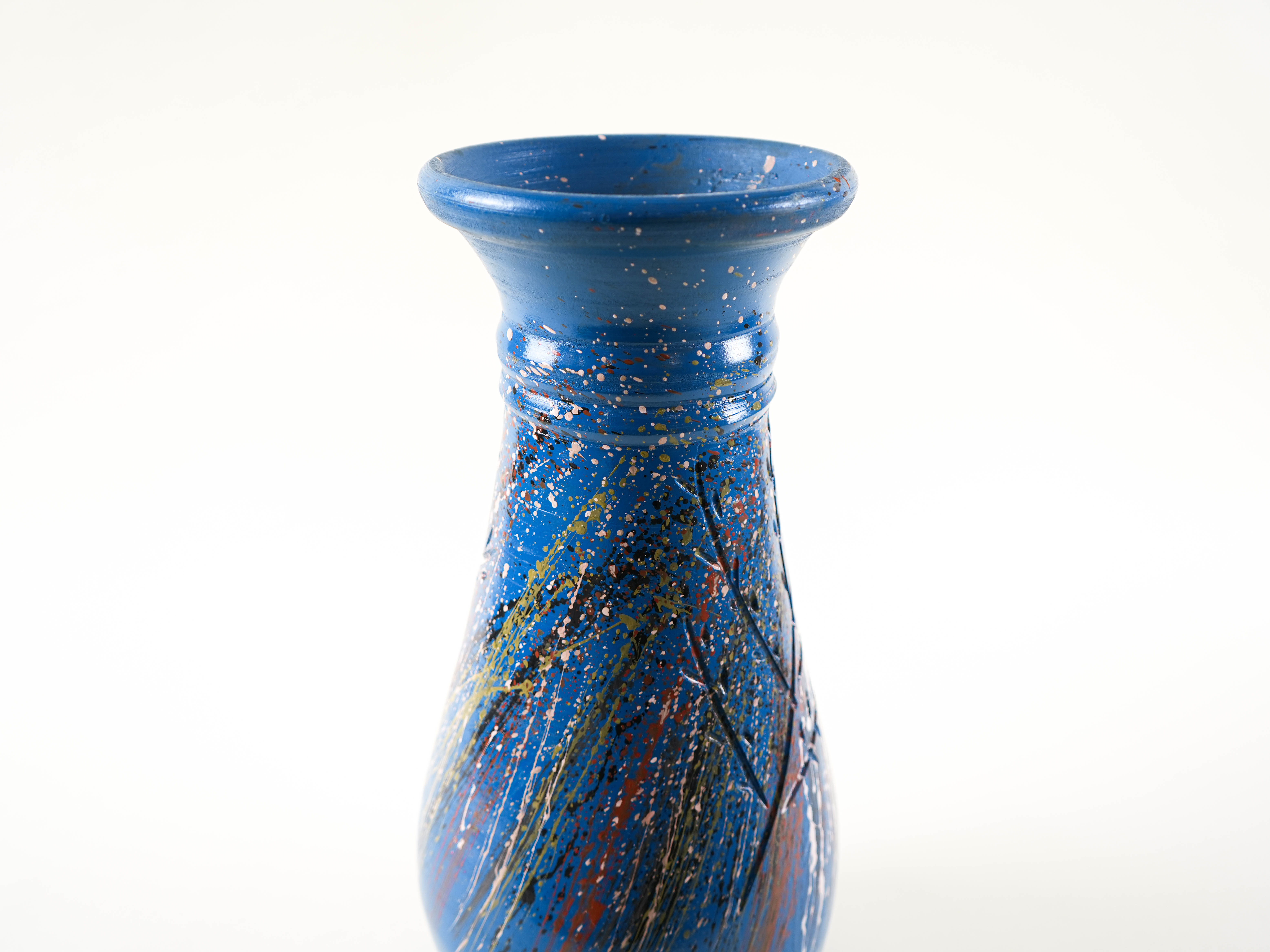 Keramikvase Blau 1970er Jahre