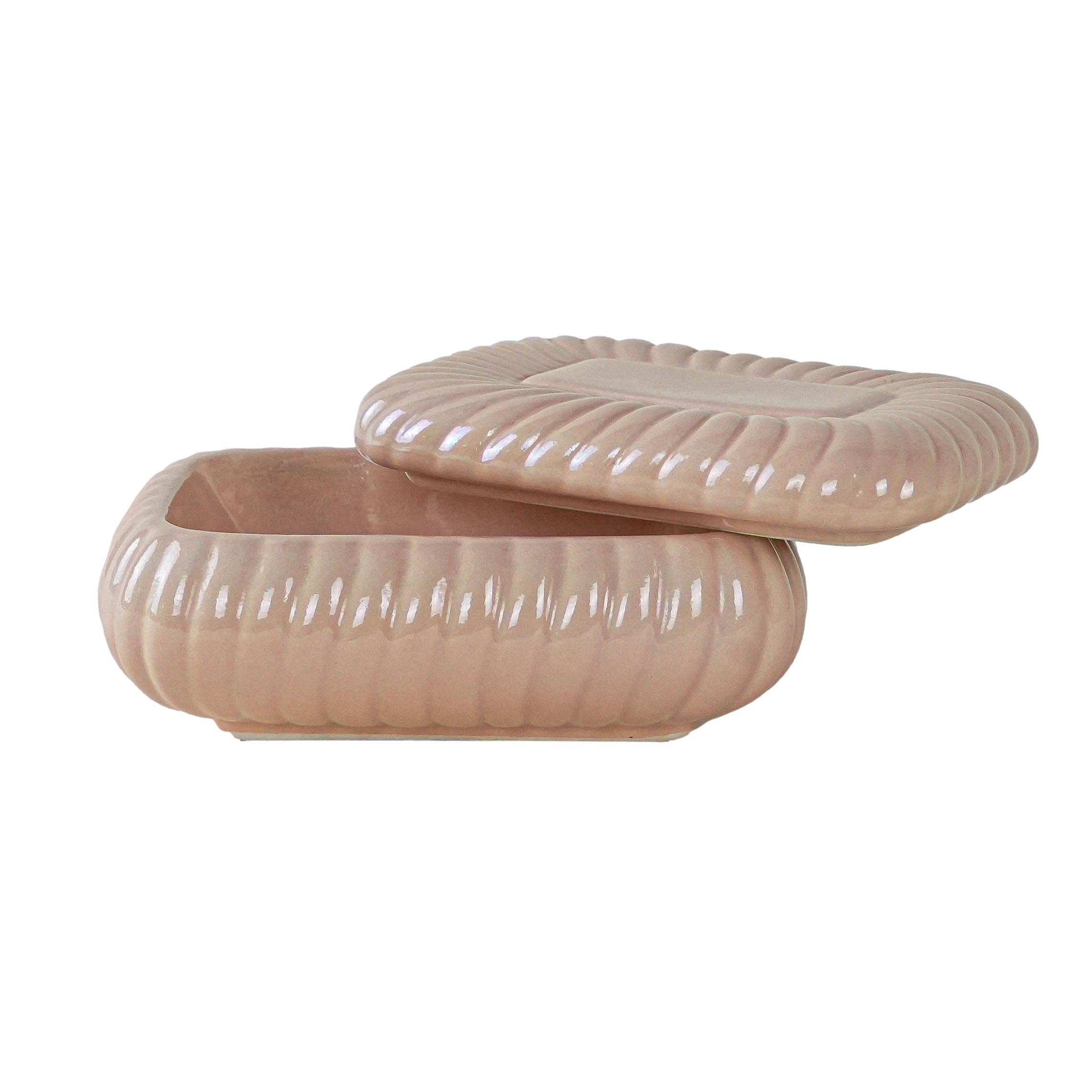 Scatola in ceramica rosa anni '70