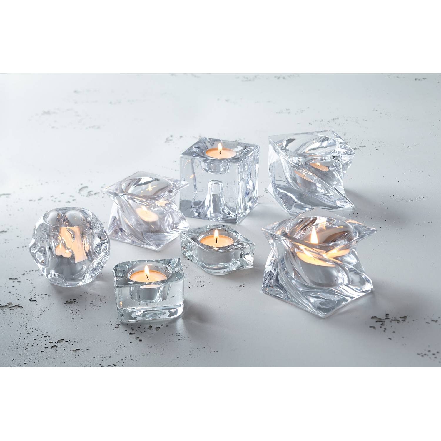 6x Tischlicht Volare Glas Transparent 