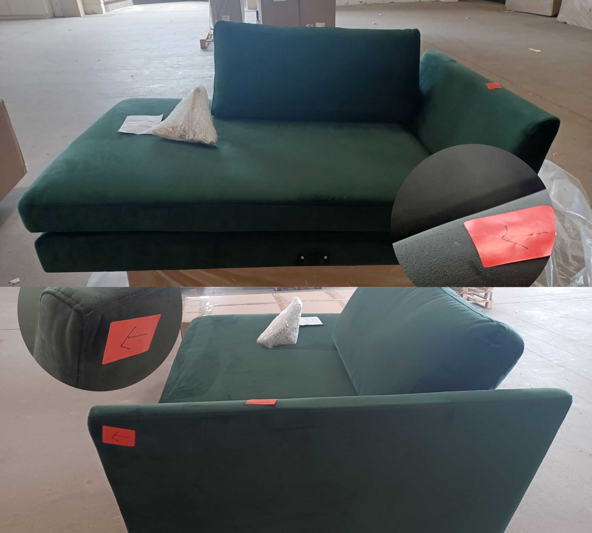 Astha 3-Sitzer Sofa Récamiere Links Velours Lux Dark Green