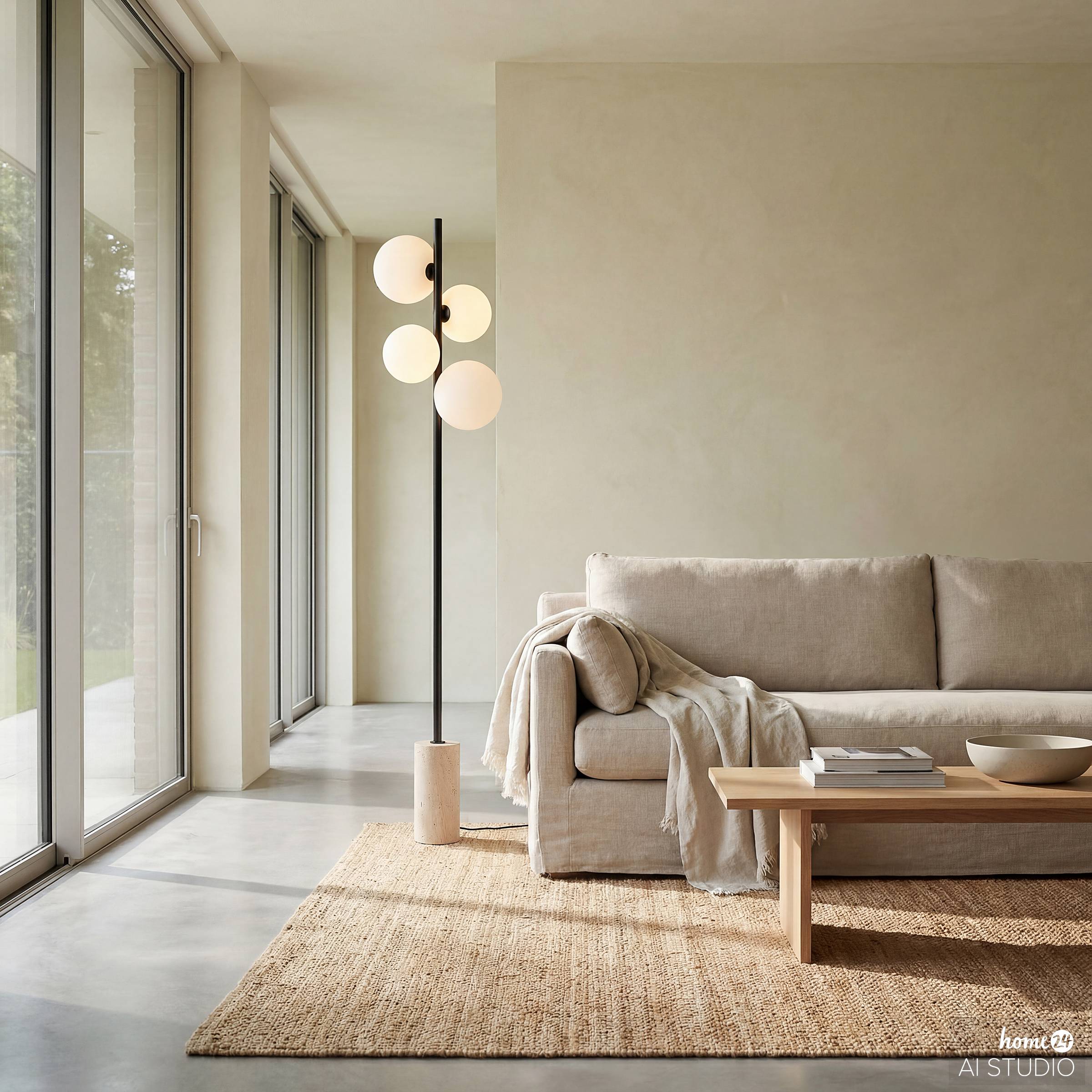 Kavio Floor Lamp Opal Glass Marble 4-light