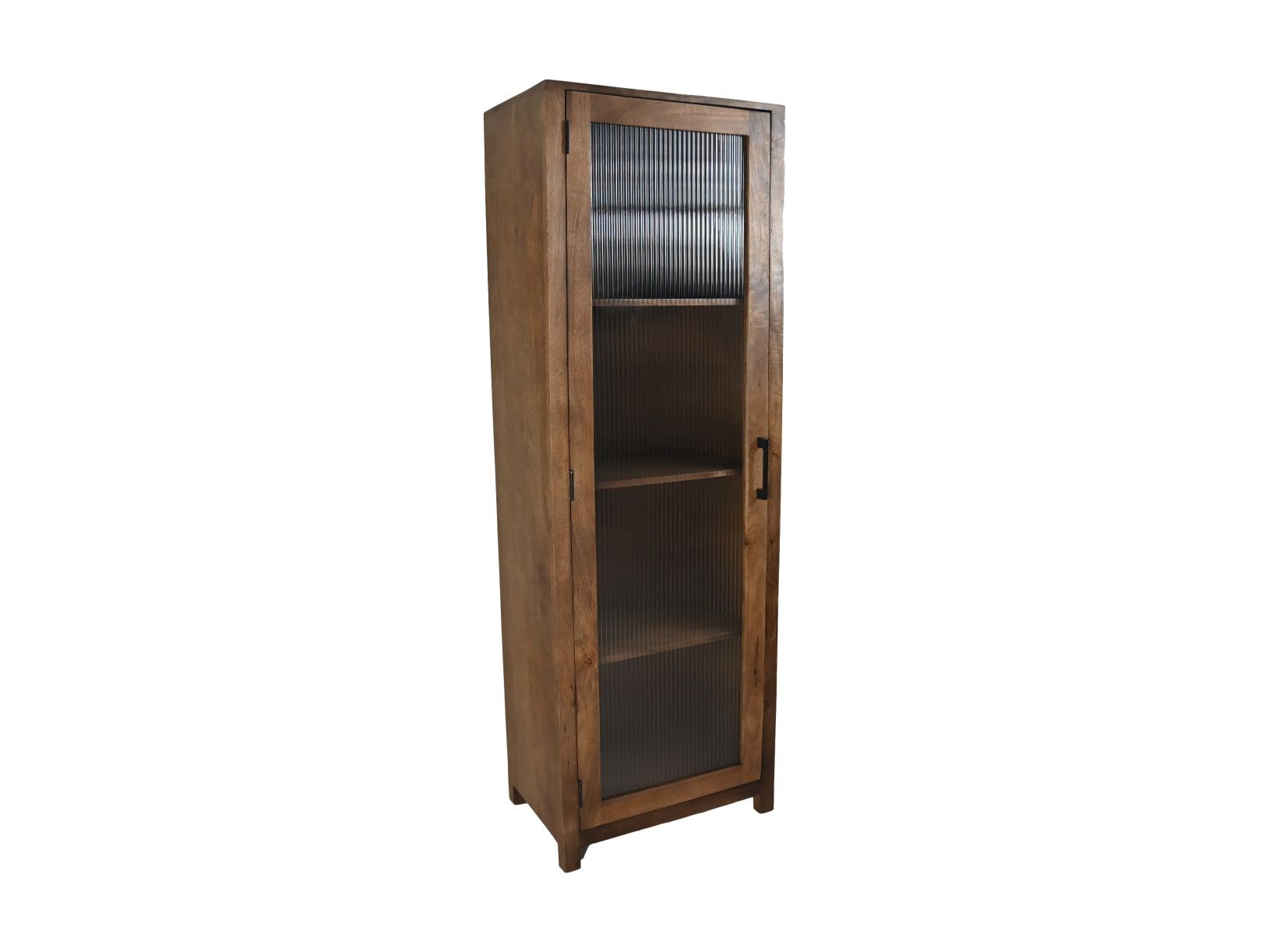 Vitrine mit Tür Mangoholz Glas