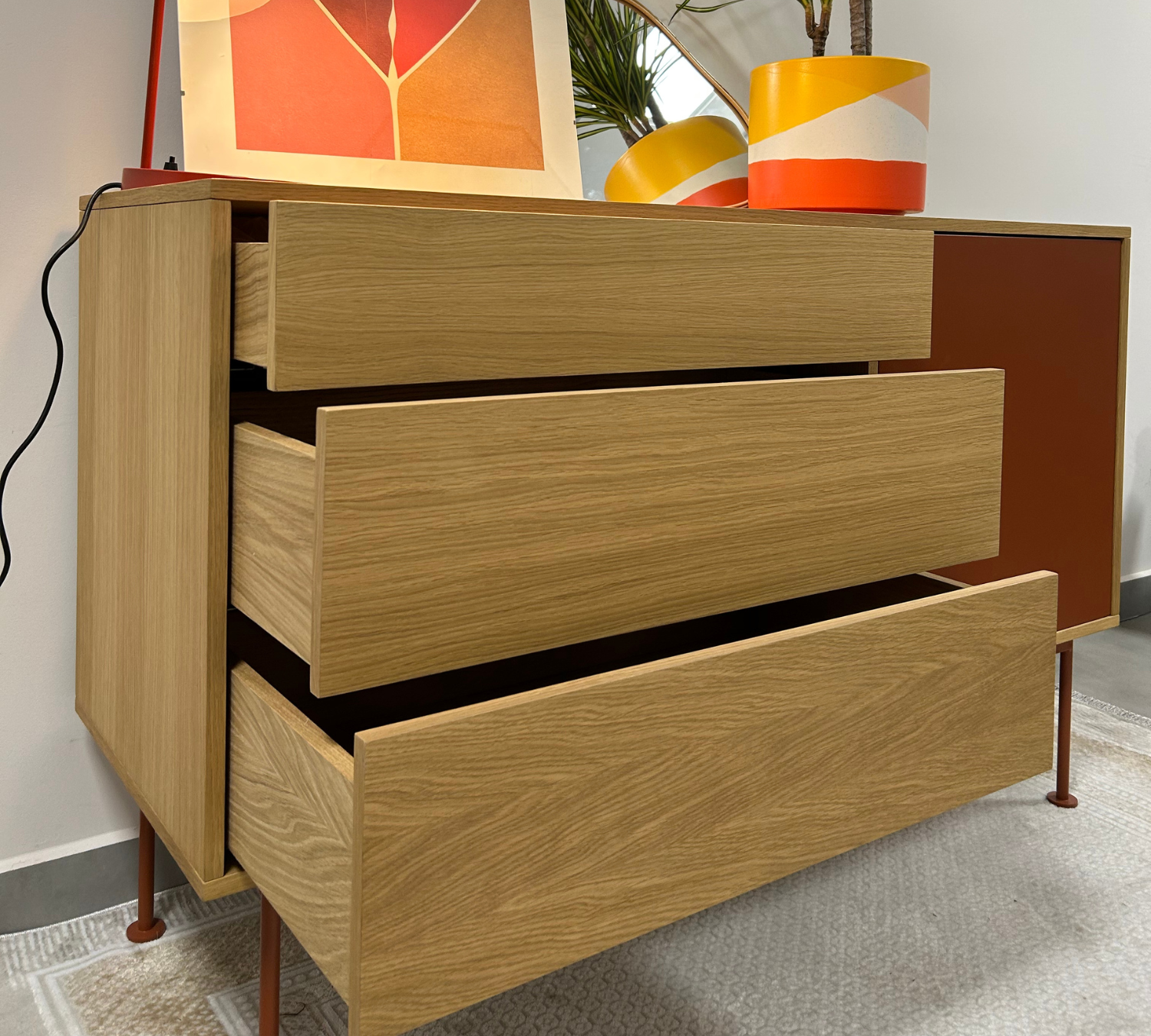 Aparador Yoko Kommode Holz Rot