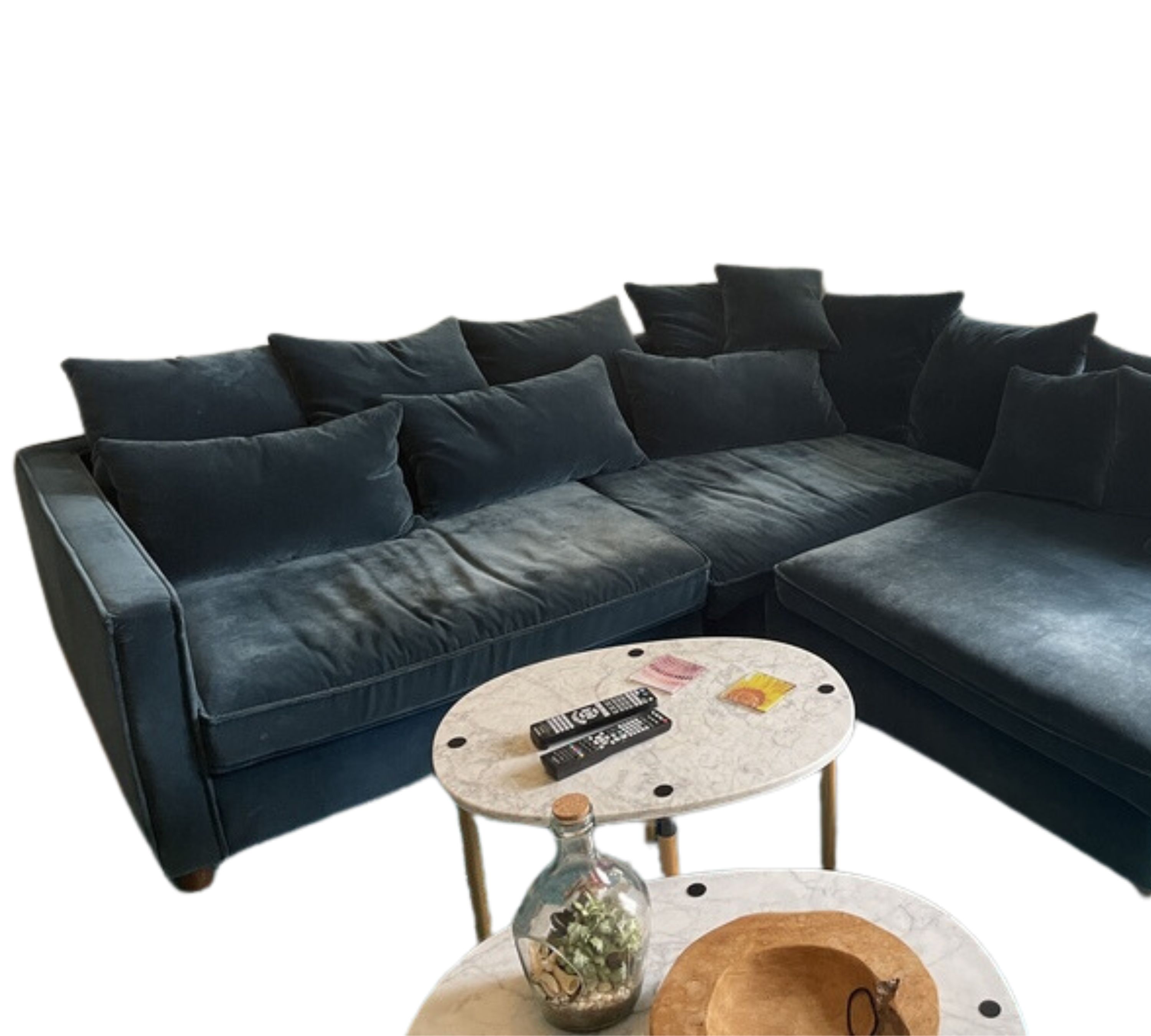 Mr. Big Modulsofa Textil Nussbaumholz Petrol