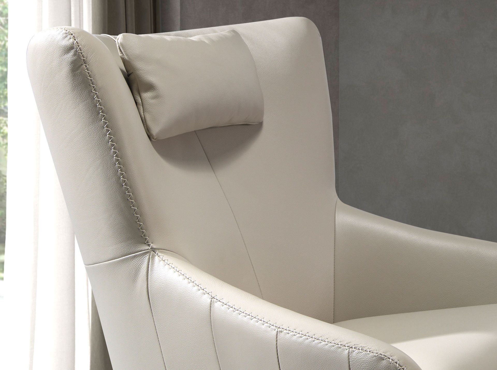 Grey taupe leather swivel armchair 5090
