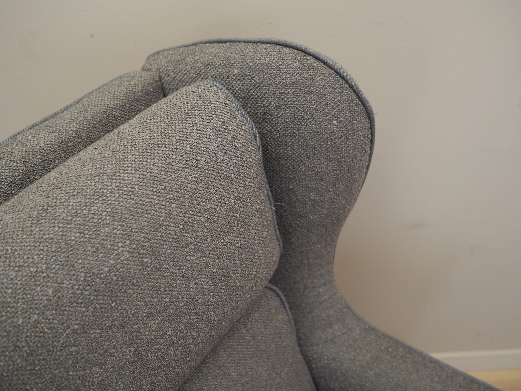 Vintage armchair beech wood textile grey 1970s