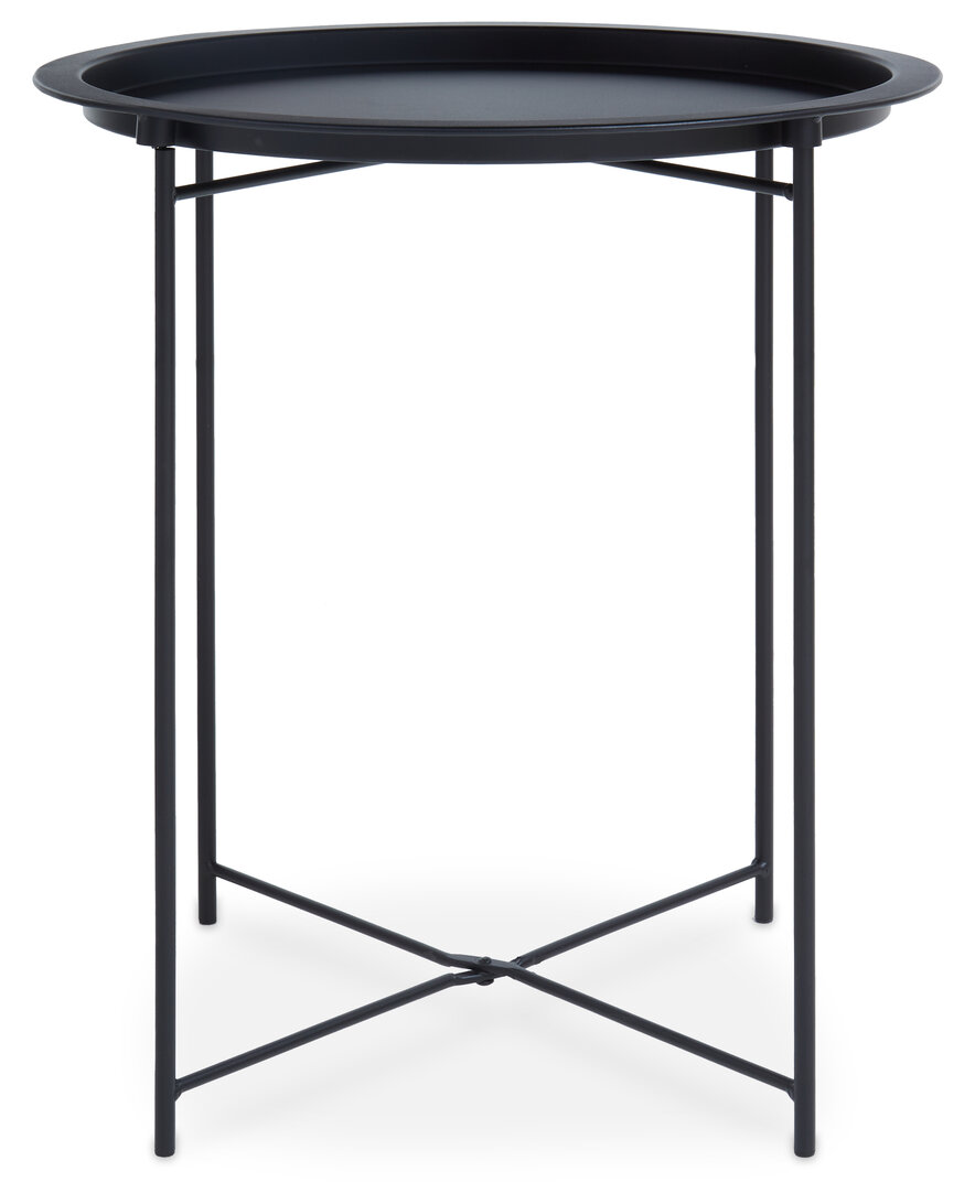 Steel Round Side Table Metal Black