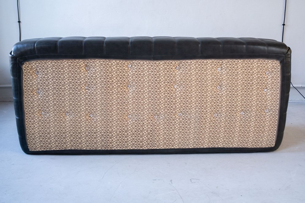 Vintage Michel Ducaroy Kashima Sofa-Set Leder Schwarz 3-tlg