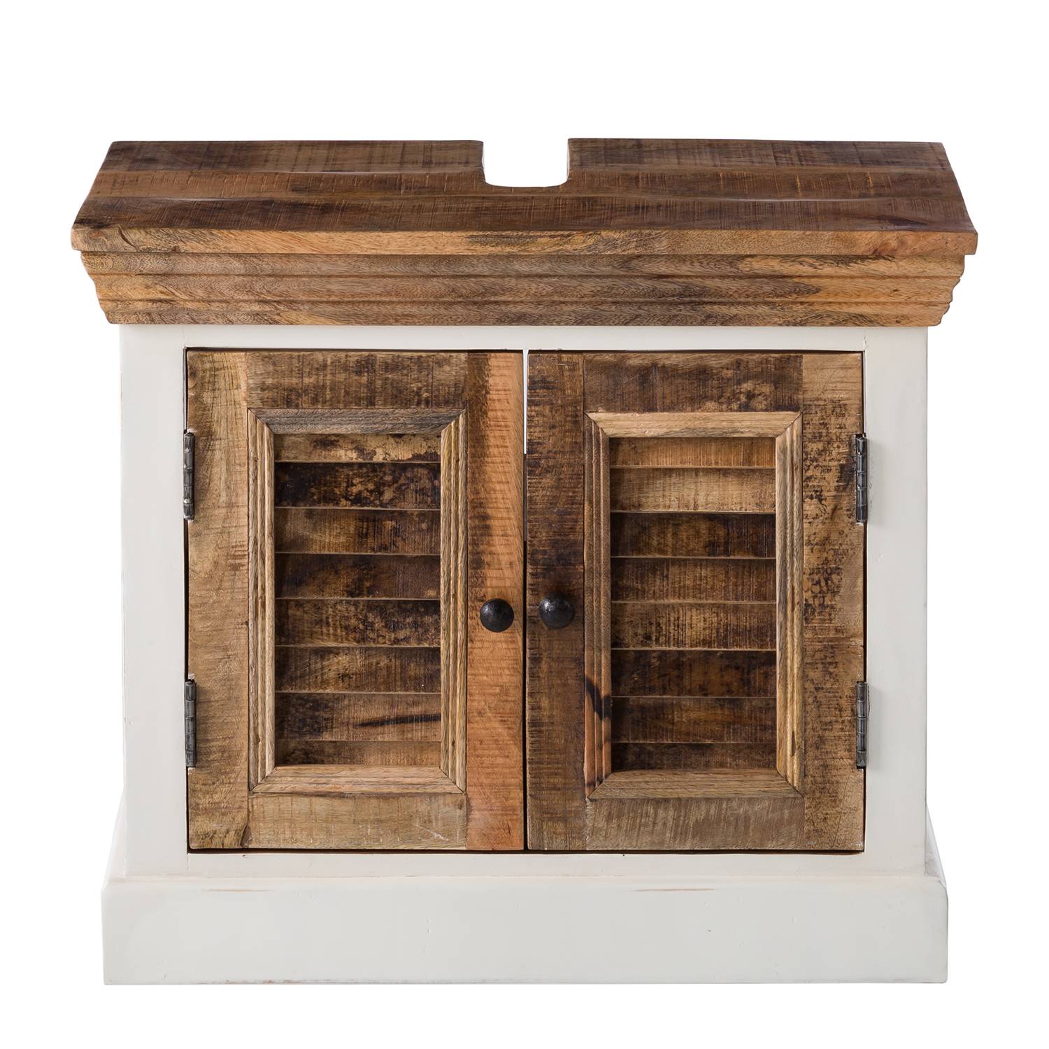 Waschbeckenunterschrank Newhaven Mango teilmassiv Weiß