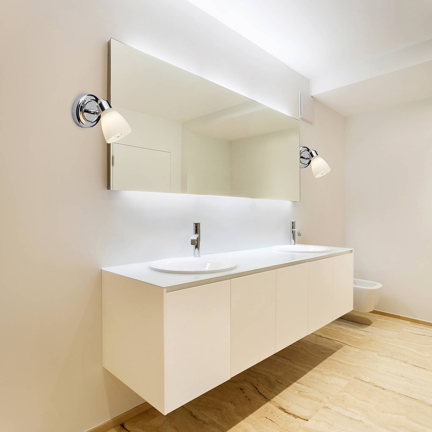 Kensington Wandstrahler Glas Eisen 1-Flammig Silber