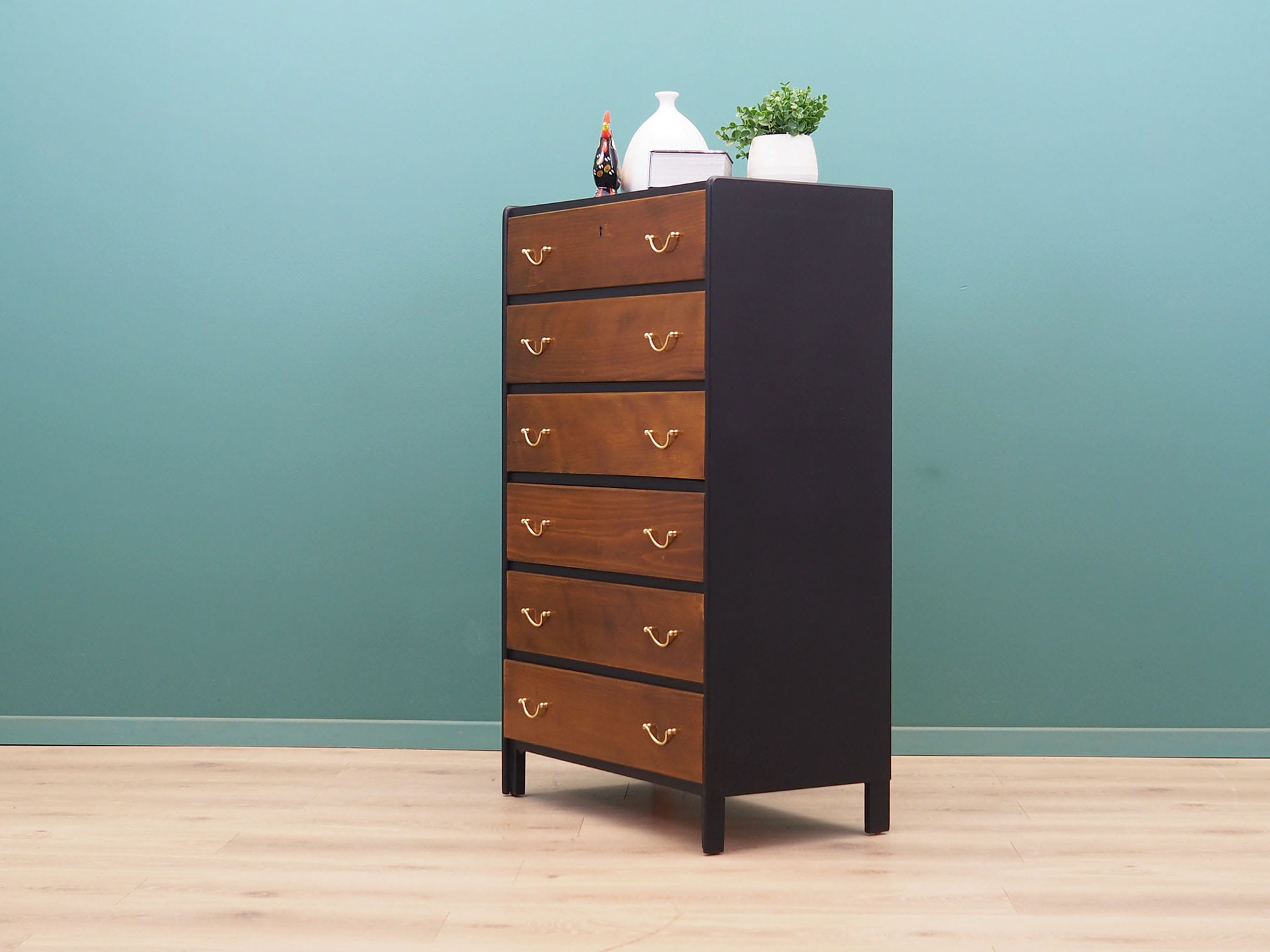 Vintage chest of drawers walnut wood brown 1960s
