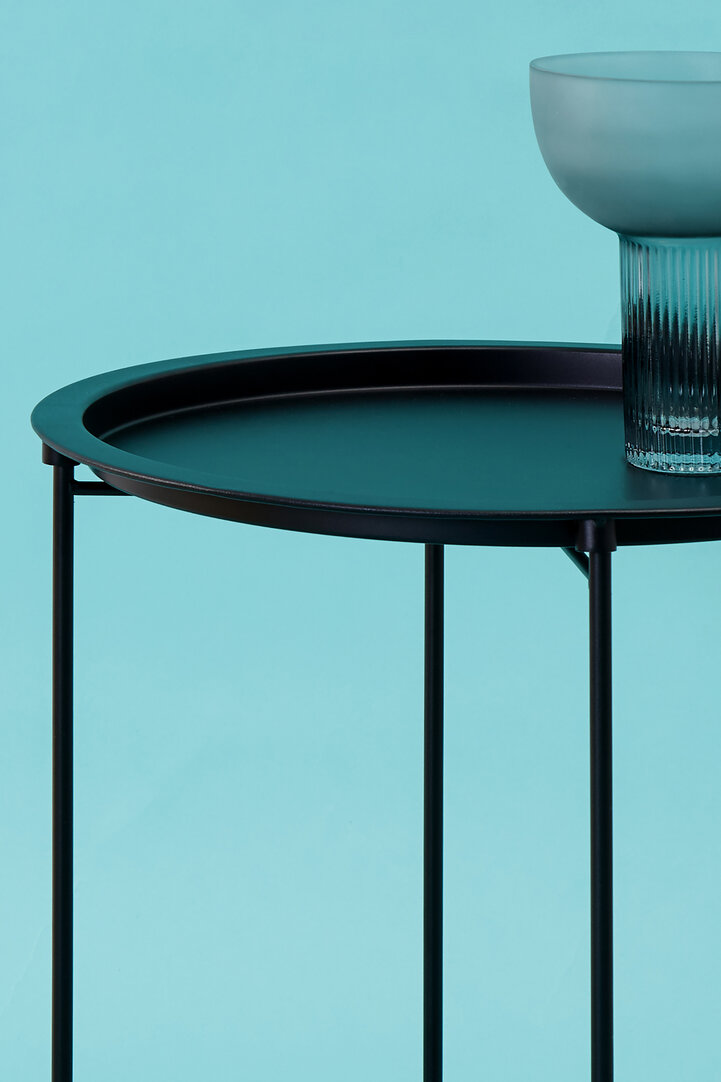 Steel Round Side Table Metal Black
