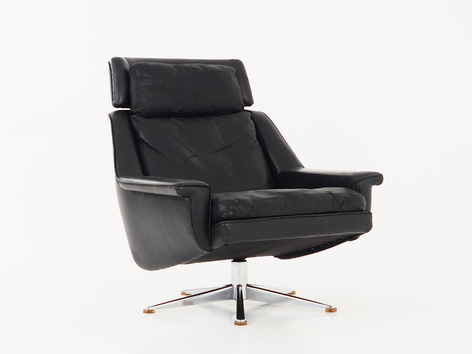 Vintage office chair leather black 1970s