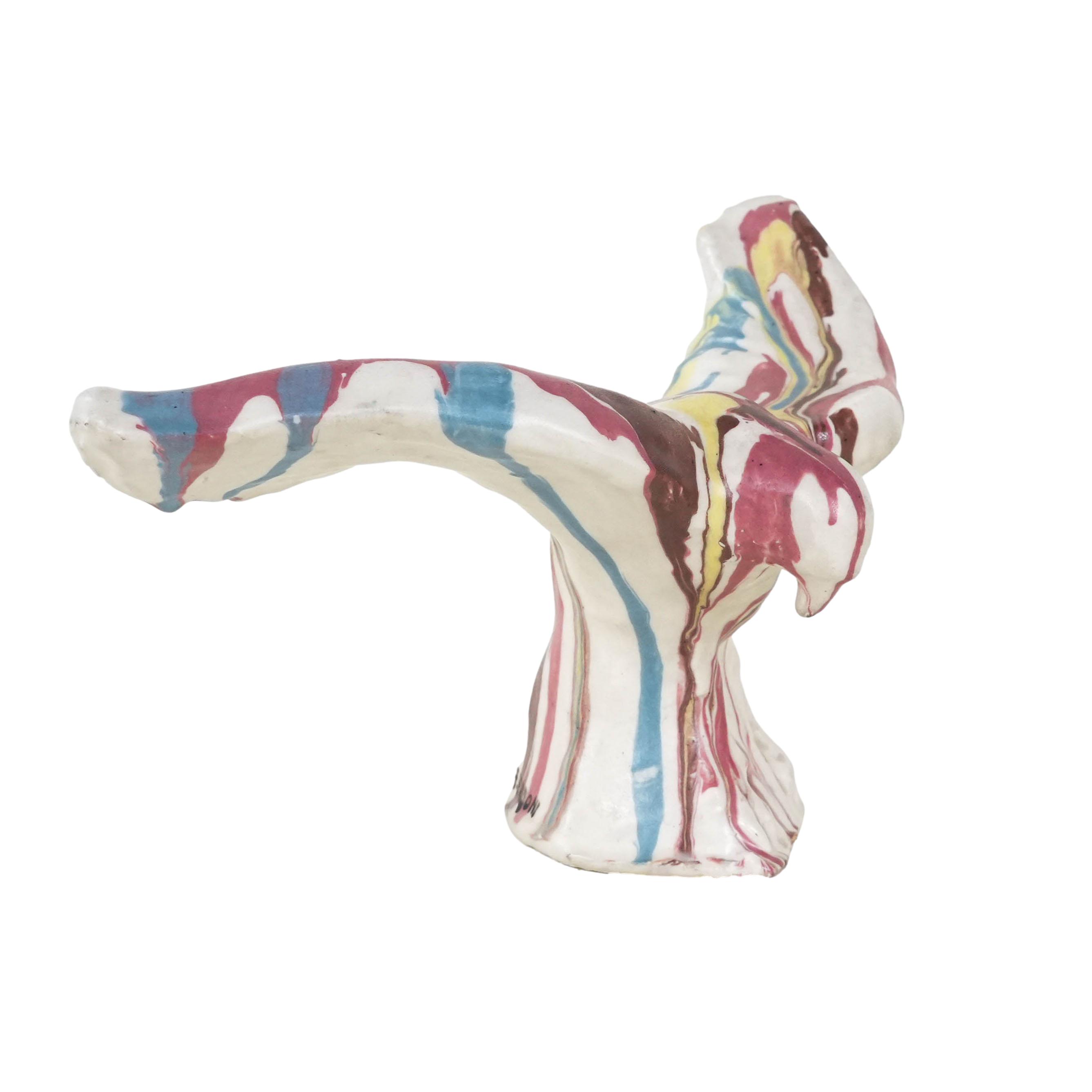 Scultura di uccello in ceramica multicolore anni '70