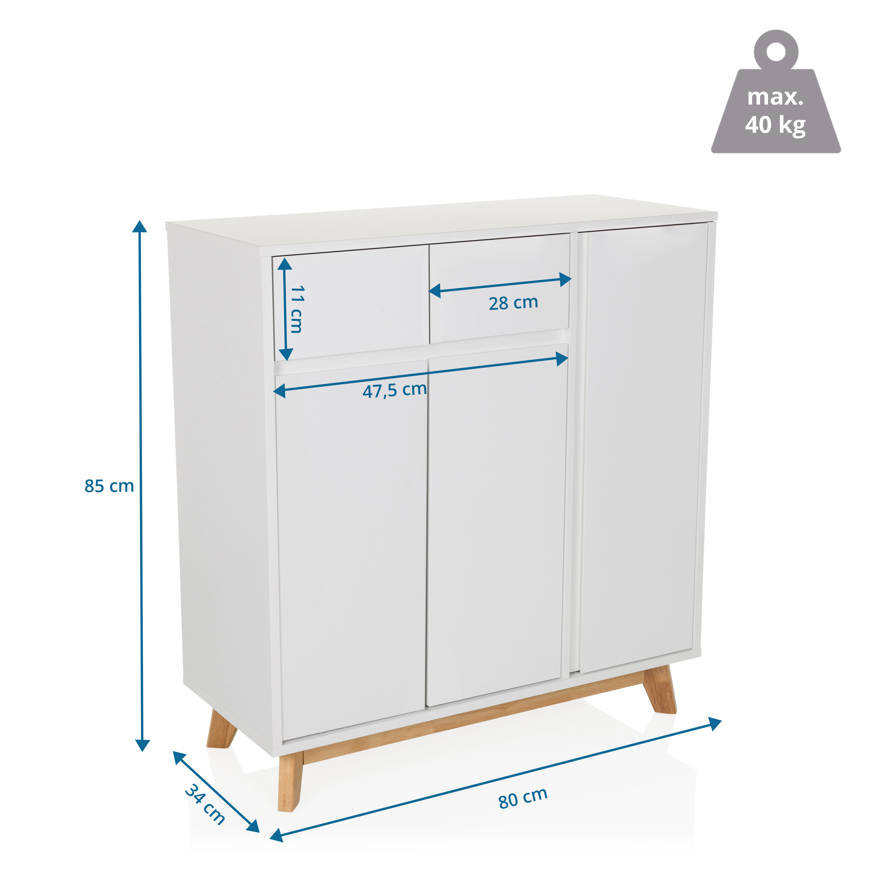 ESTHA Highboard Holz Weiß