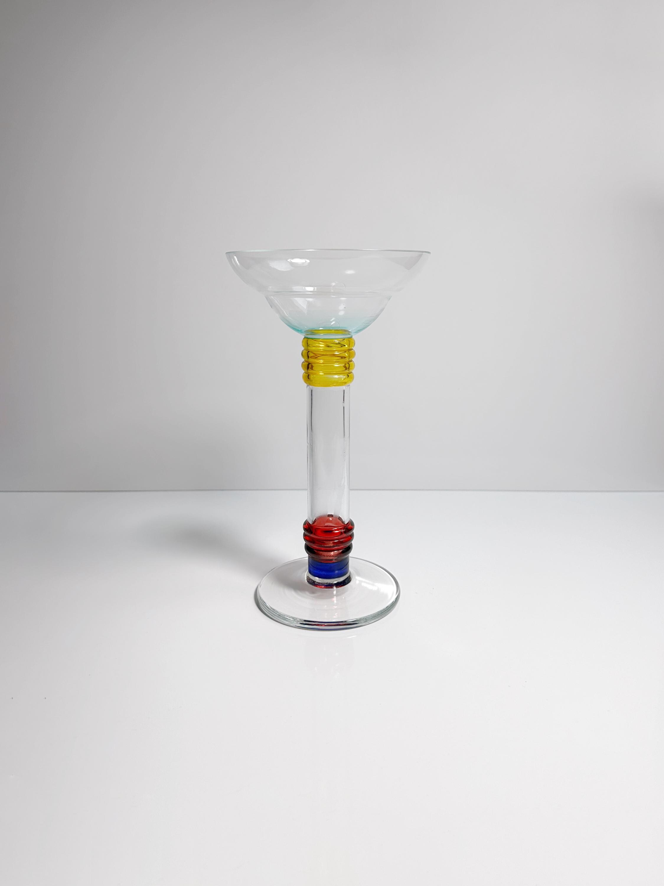 Vintage Postmodern Blumenvase Glas 1990er Jahre