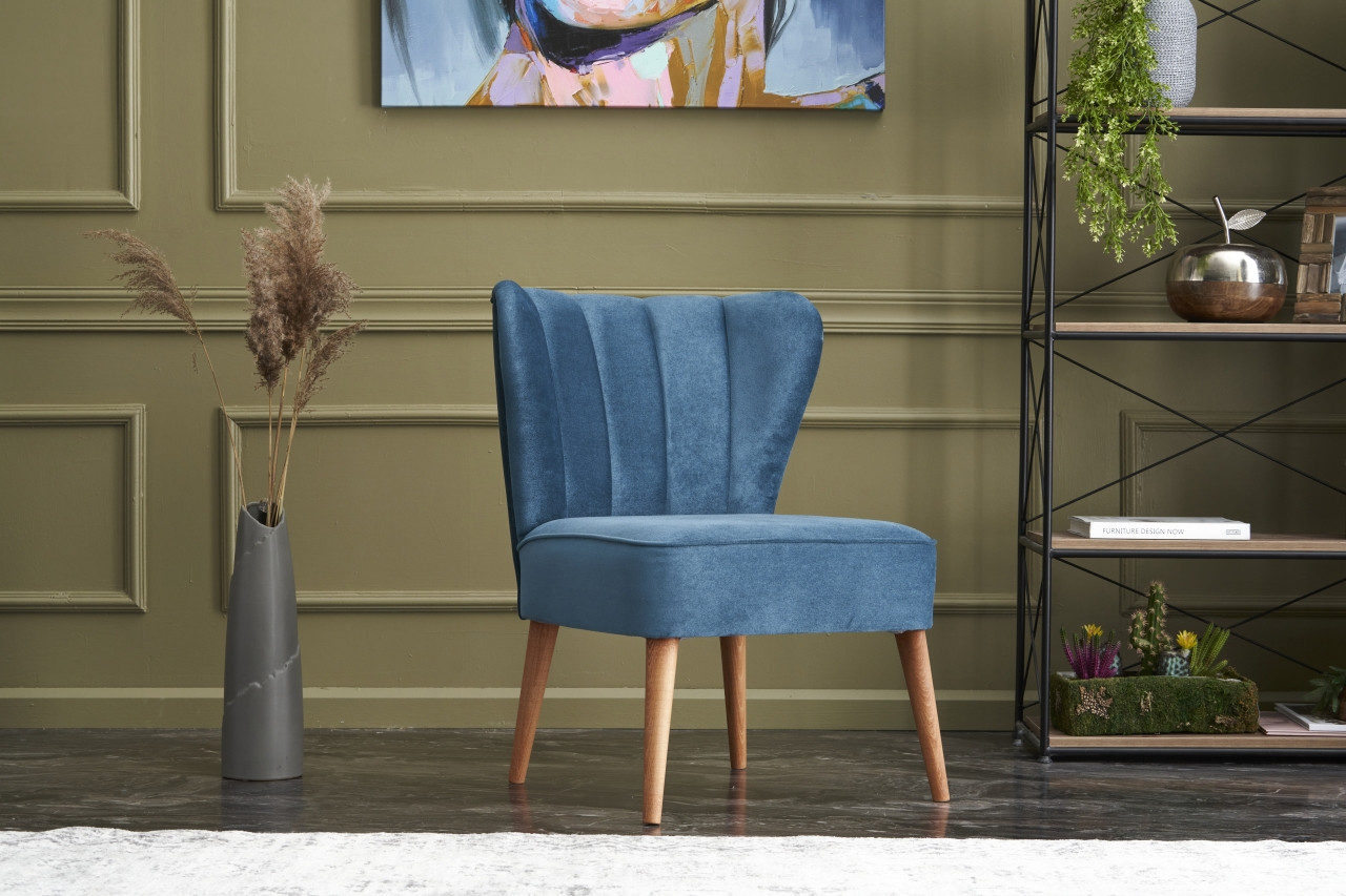 Layla Armchair Wood Veneer Blue